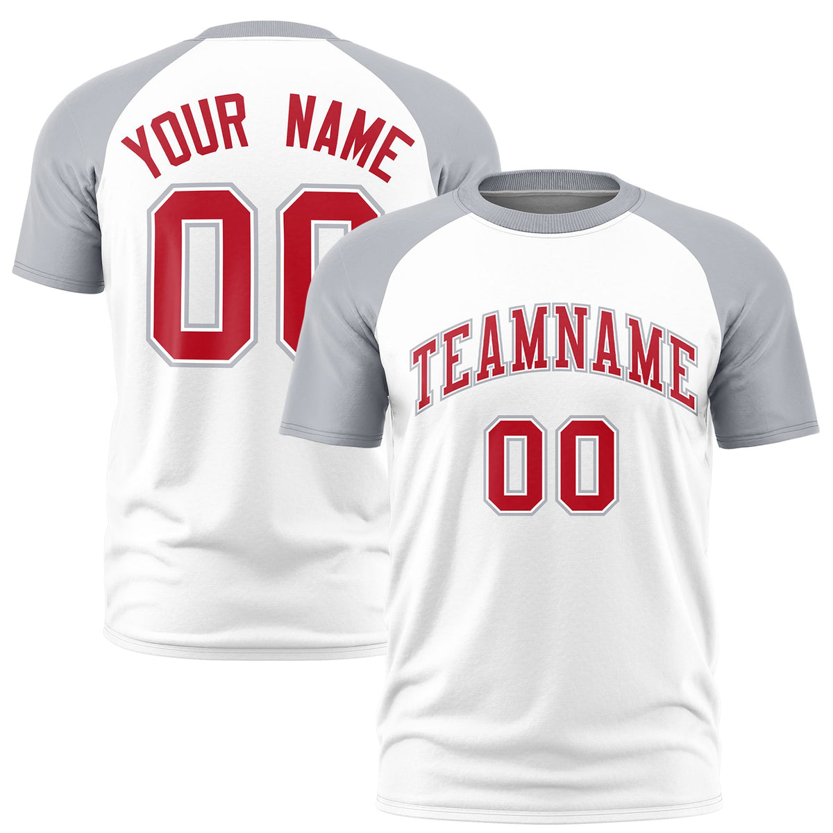 Custom White Gray Raglan Sleeves Performance T-Shirt