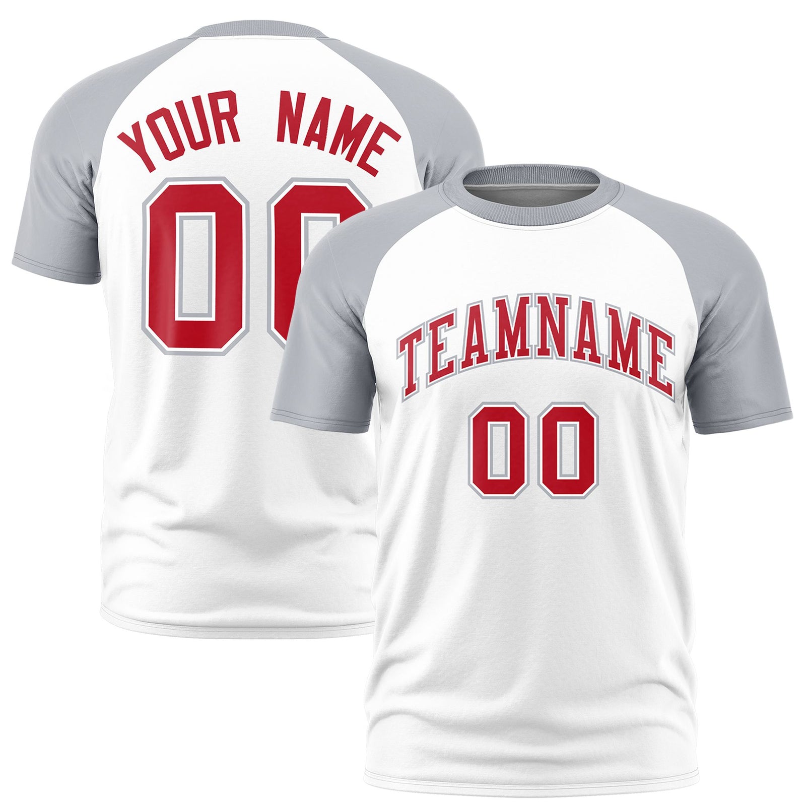 Custom White Gray Raglan Sleeves Performance T-Shirt
