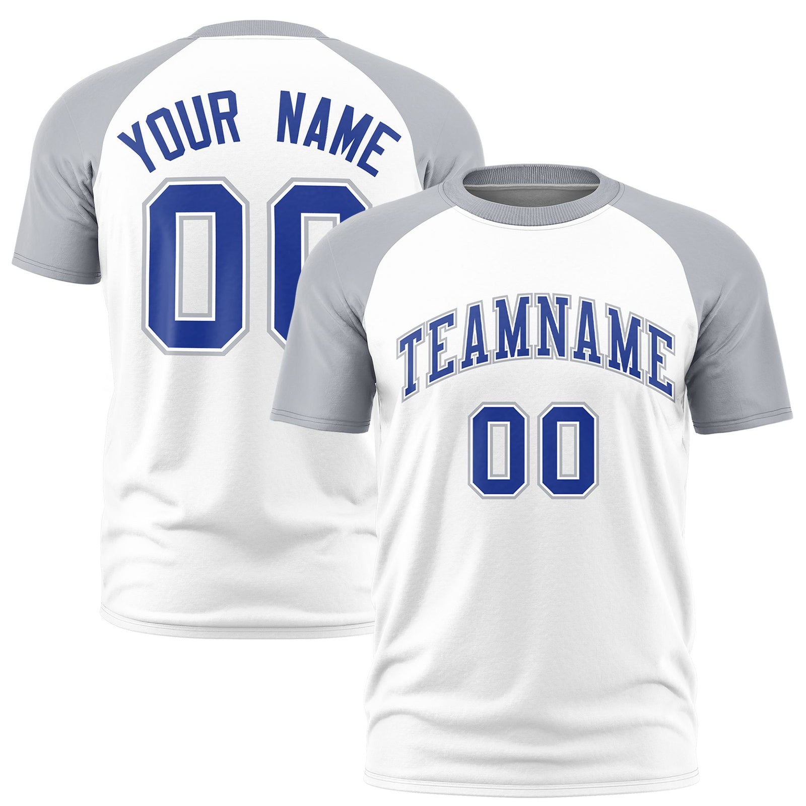 Custom White Gray Raglan Sleeves Performance T-Shirt