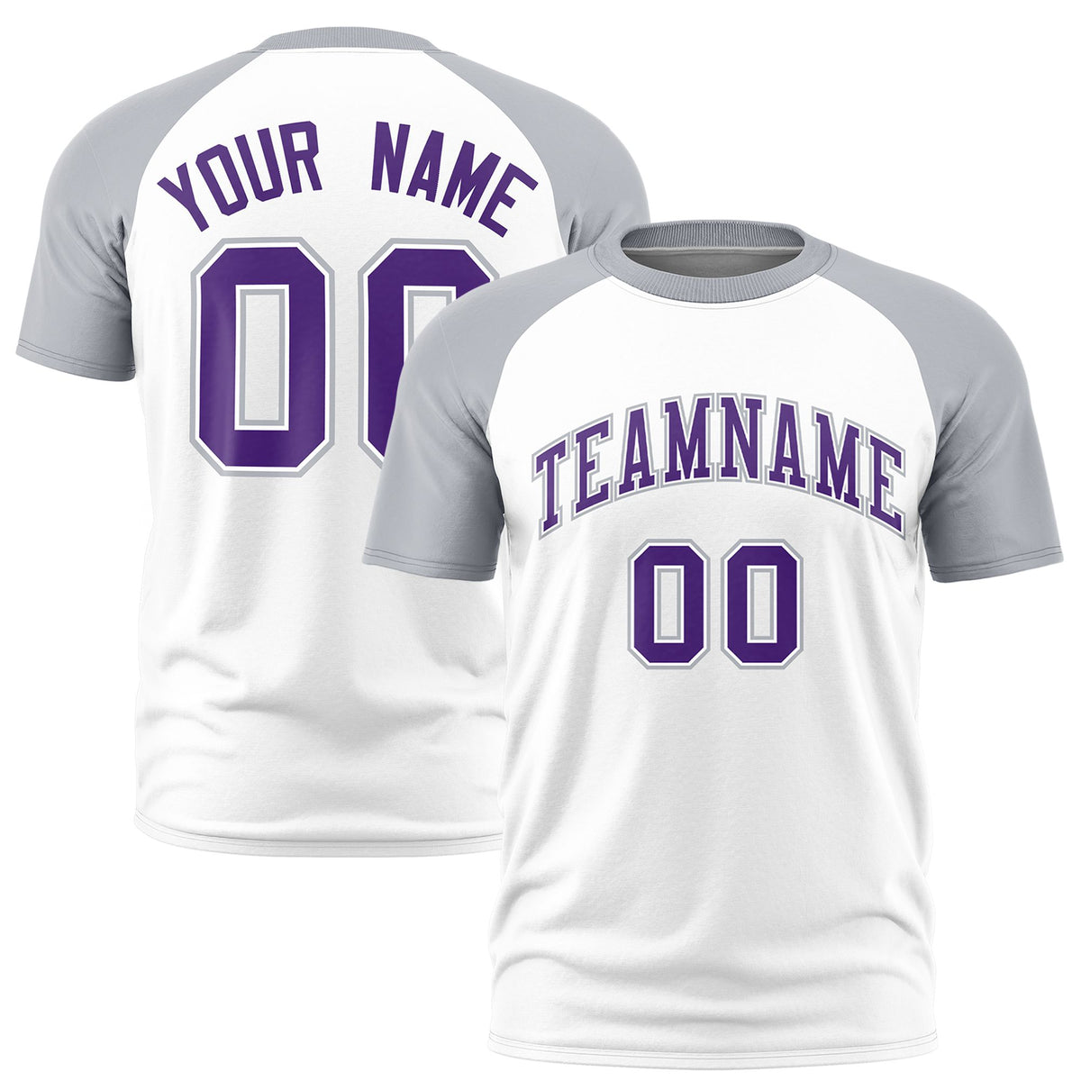 Custom White Gray Raglan Sleeves Performance T-Shirt