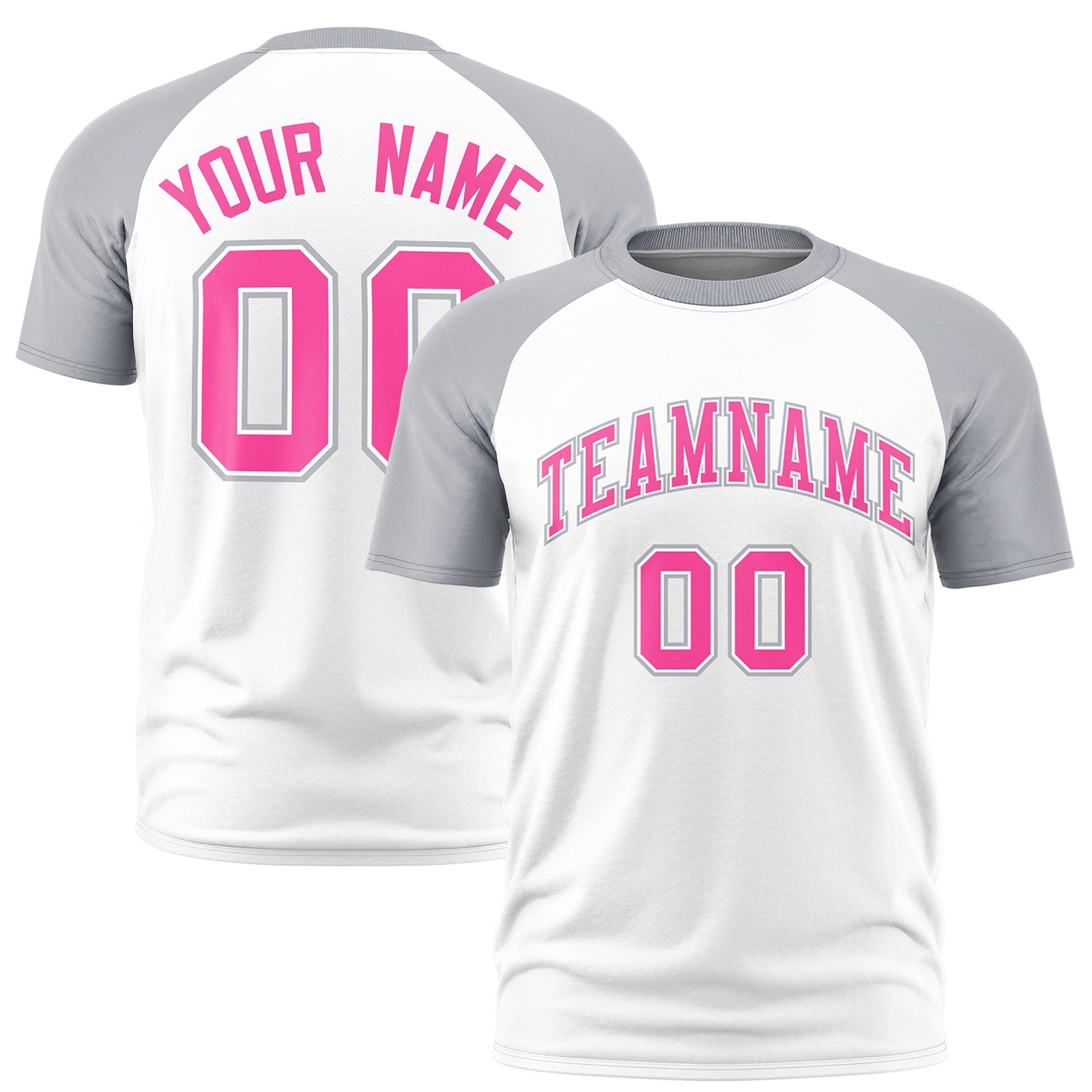 Custom White Gray Raglan Sleeves Performance T-Shirt