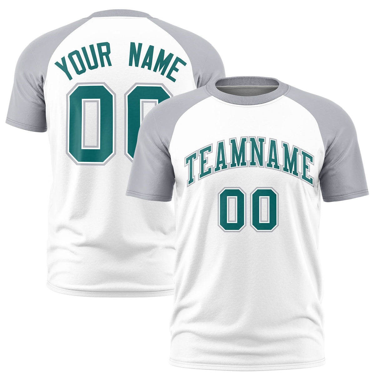 Custom White Gray Raglan Sleeves Performance T-Shirt