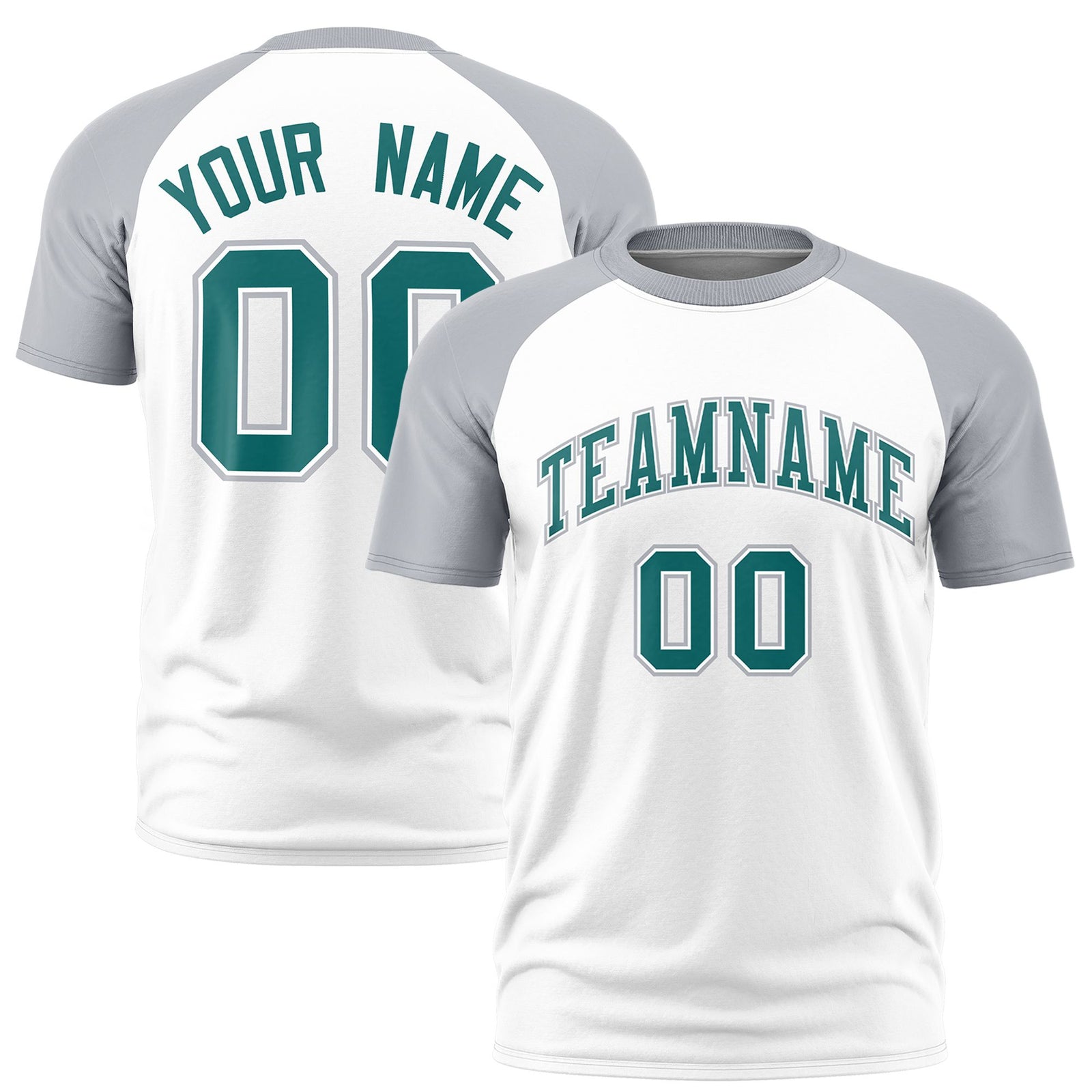 Custom White Gray Raglan Sleeves Performance T-Shirt