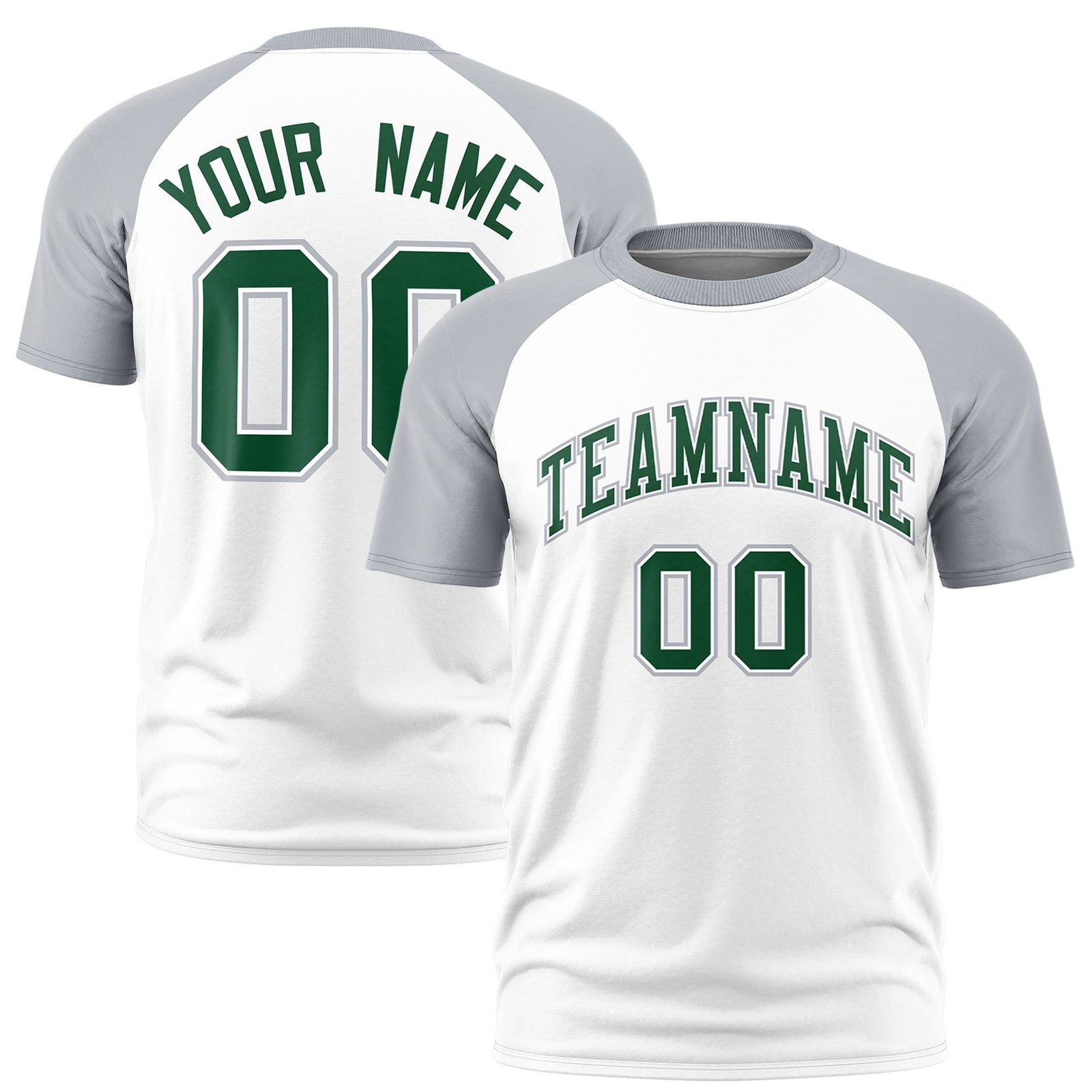 Custom White Gray Raglan Sleeves Performance T-Shirt