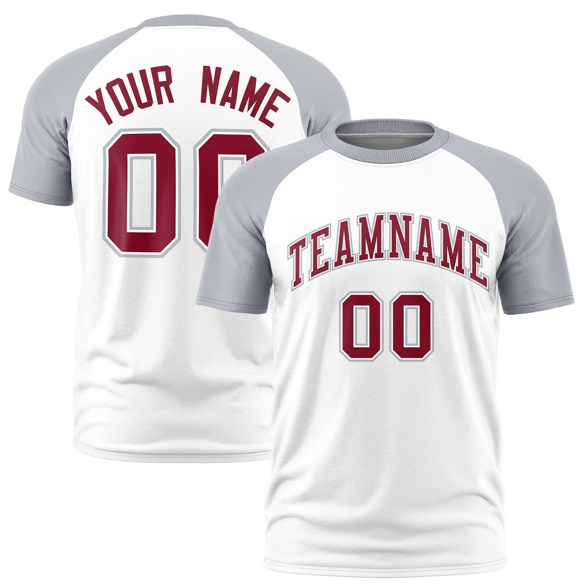 Custom White Gray Raglan Sleeves Performance T-Shirt