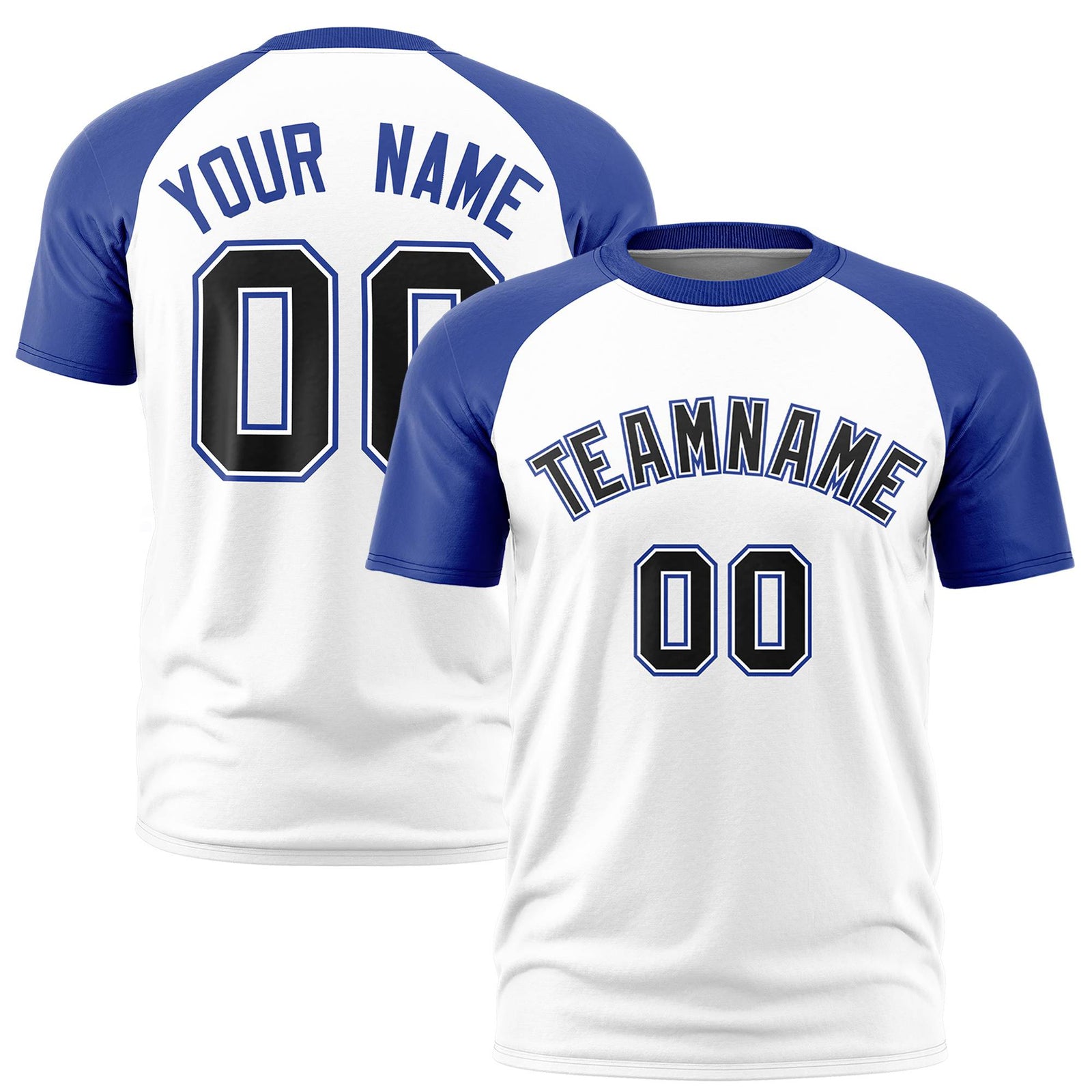 Custom White Royal Blue Raglan Sleeves Performance T-Shirt