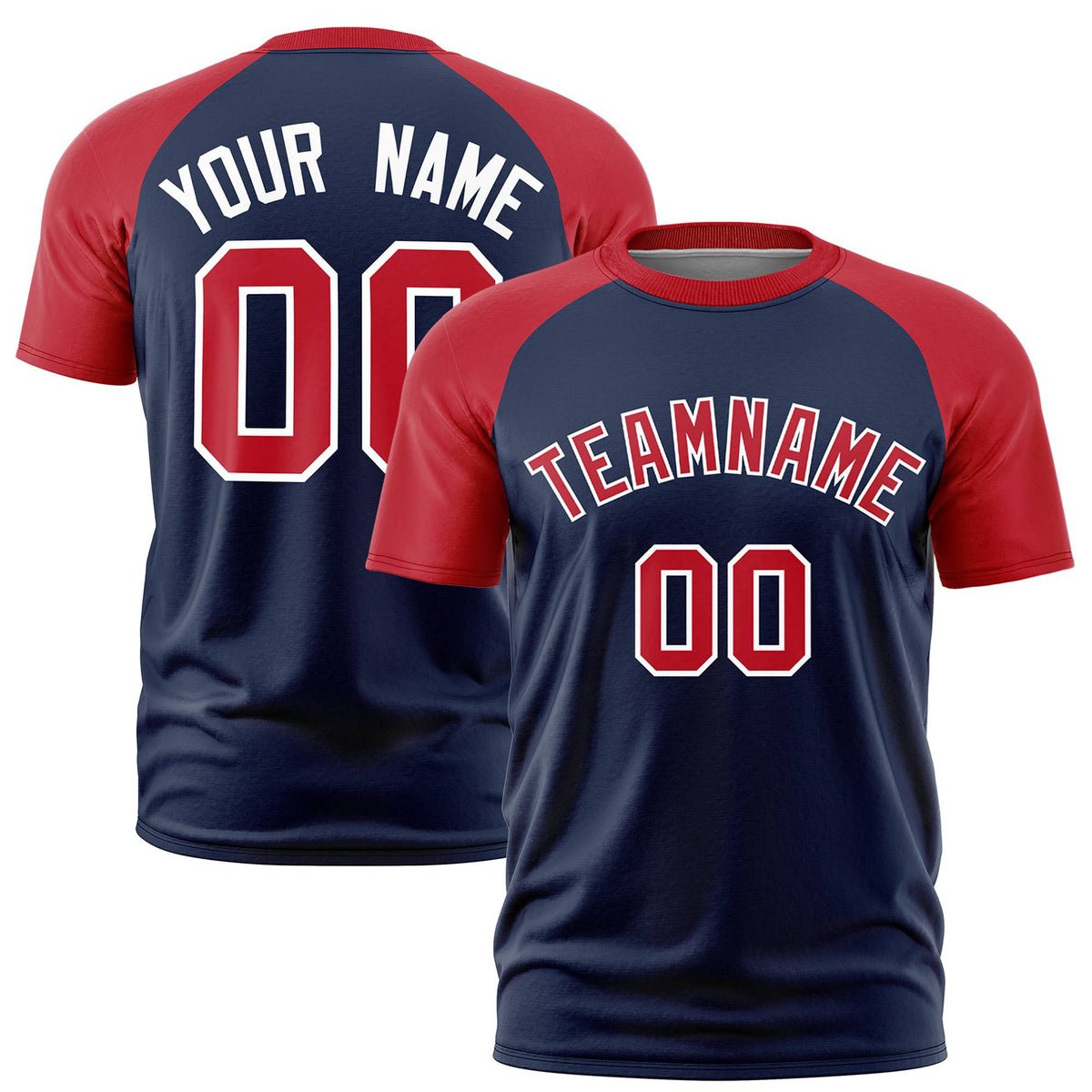 Custom White Red Raglan Sleeves Performance T-Shirt