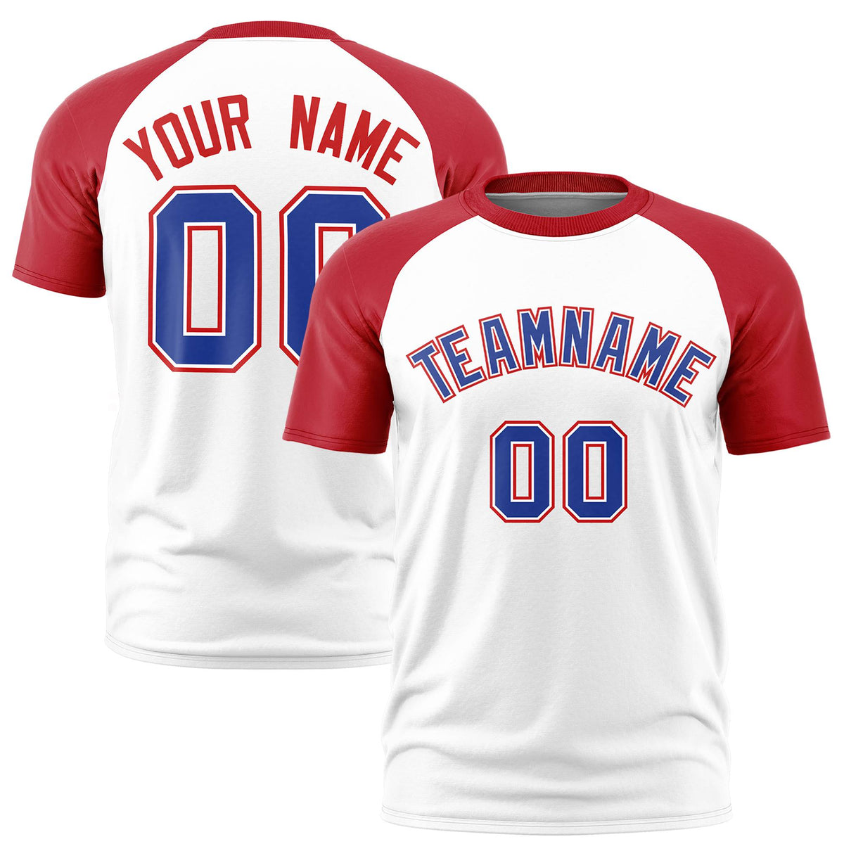 Custom White Red Raglan Sleeves Performance T-Shirt
