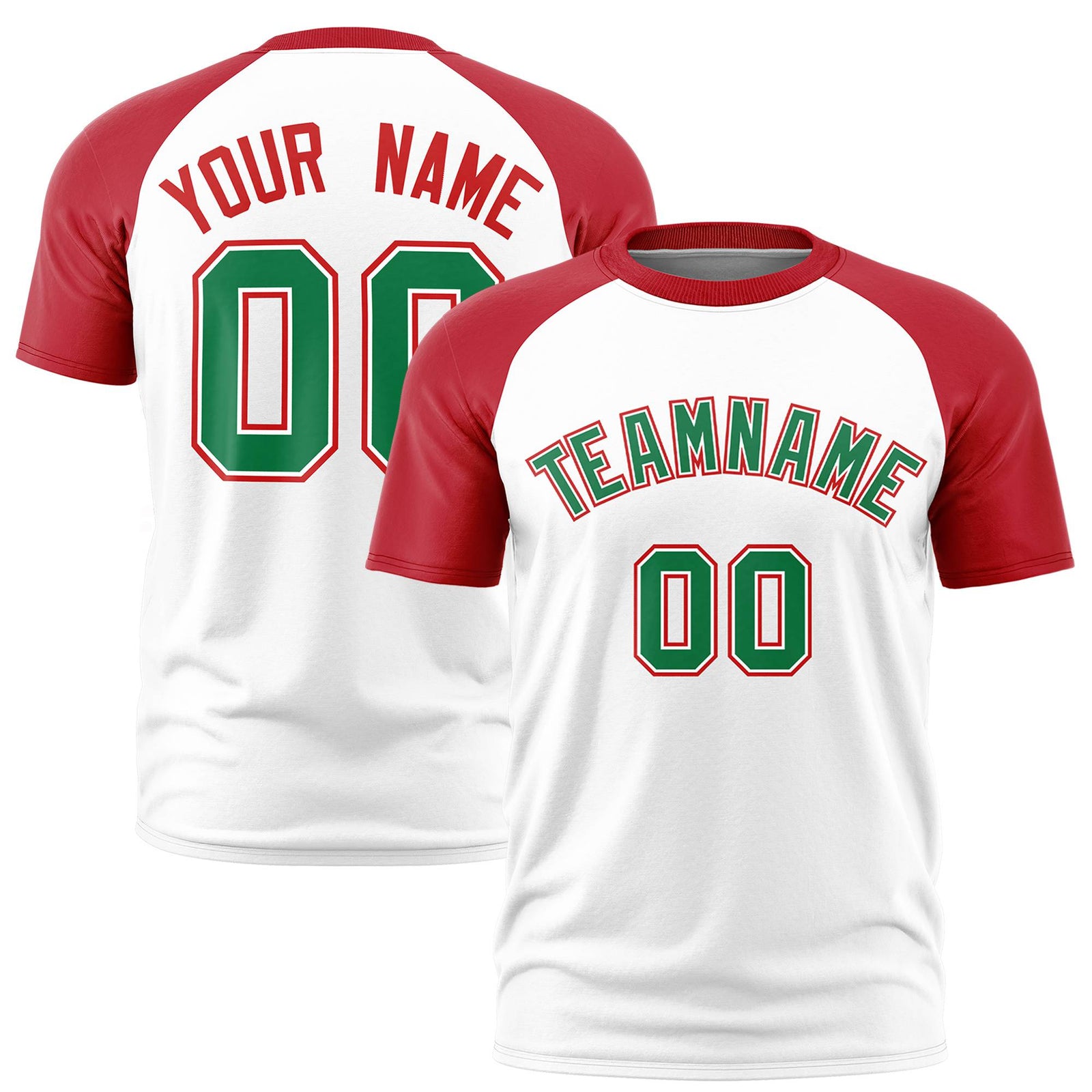 Custom White Red Raglan Sleeves Performance T-Shirt