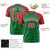 Custom Kelly Green Red Raglan Sleeves Performance T-Shirt