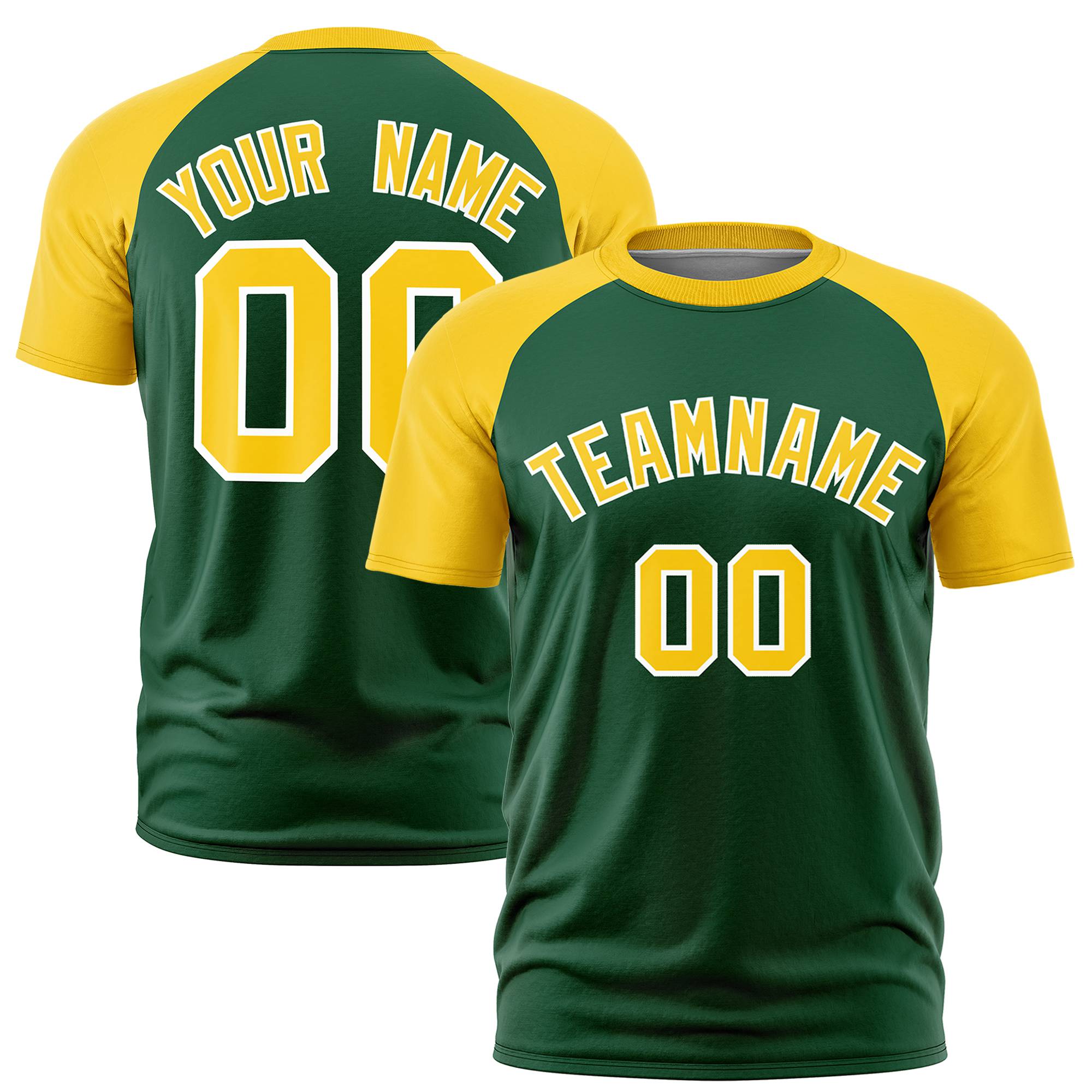 Custom Green Gold Raglan Sleeves Performance T-Shirt