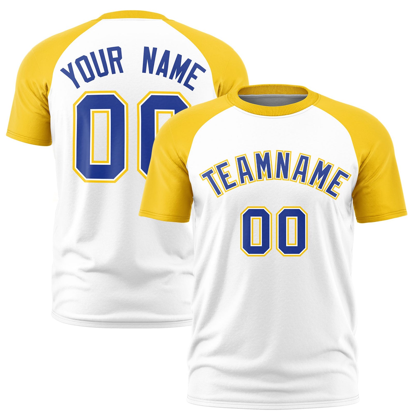 Custom White Gold Raglan Sleeves Performance T-Shirt