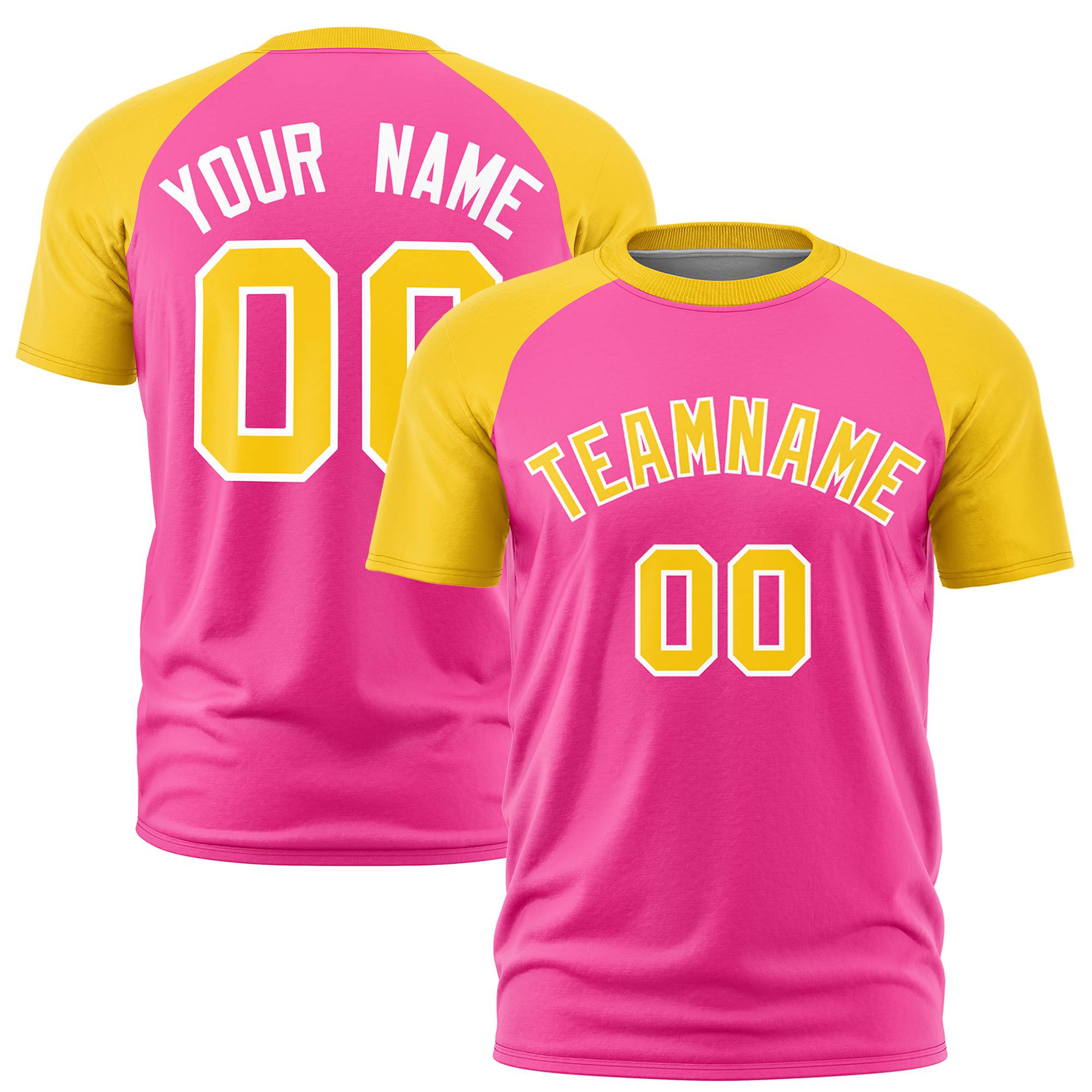 Custom Pink Gold Raglan Sleeves Performance T-Shirt