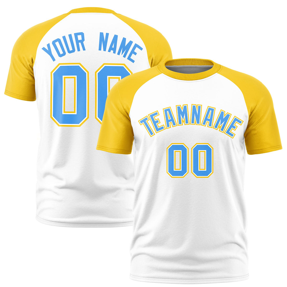 Custom White Gold Raglan Sleeves Performance T-Shirt