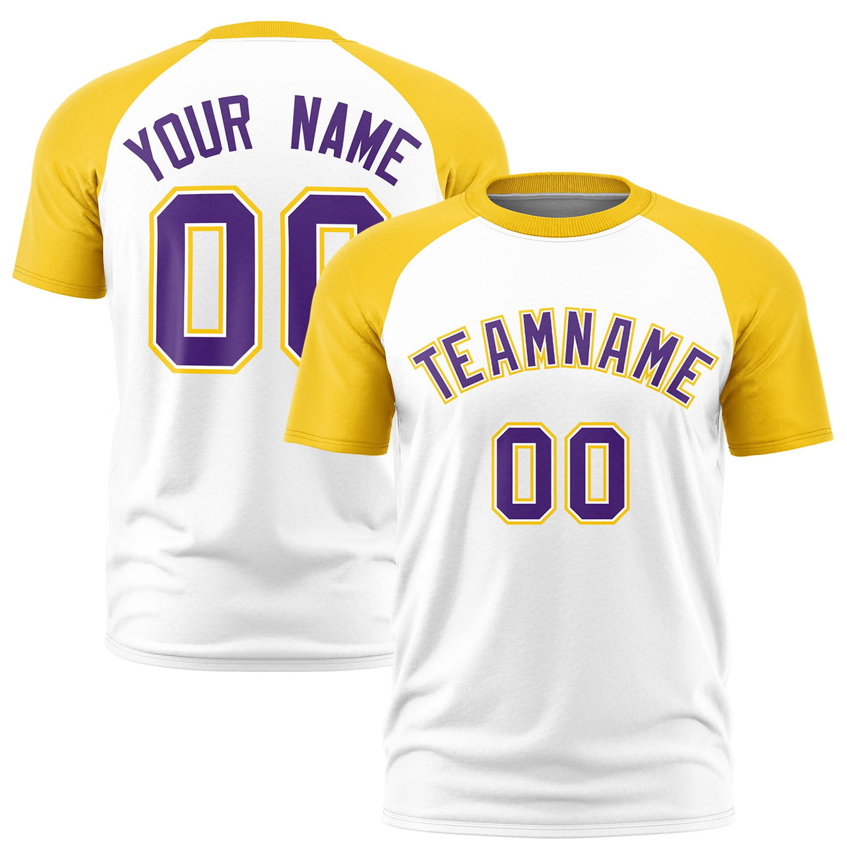 Custom White Gold Raglan Sleeves Performance T-Shirt