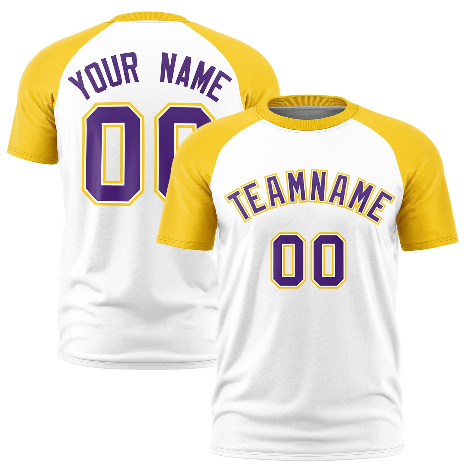 Custom White Gold Raglan Sleeves Performance T-Shirt