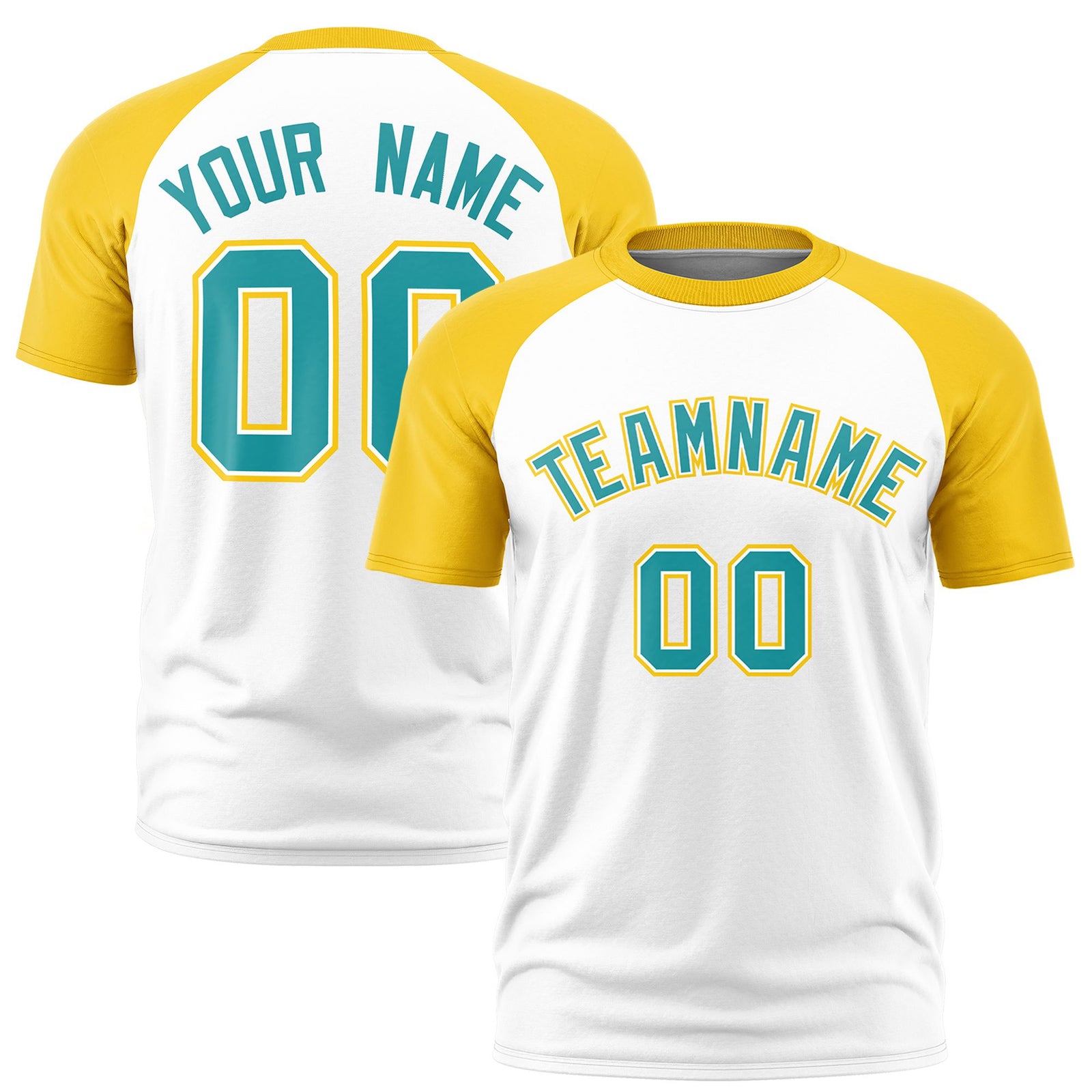 Custom White Gold Raglan Sleeves Performance T-Shirt