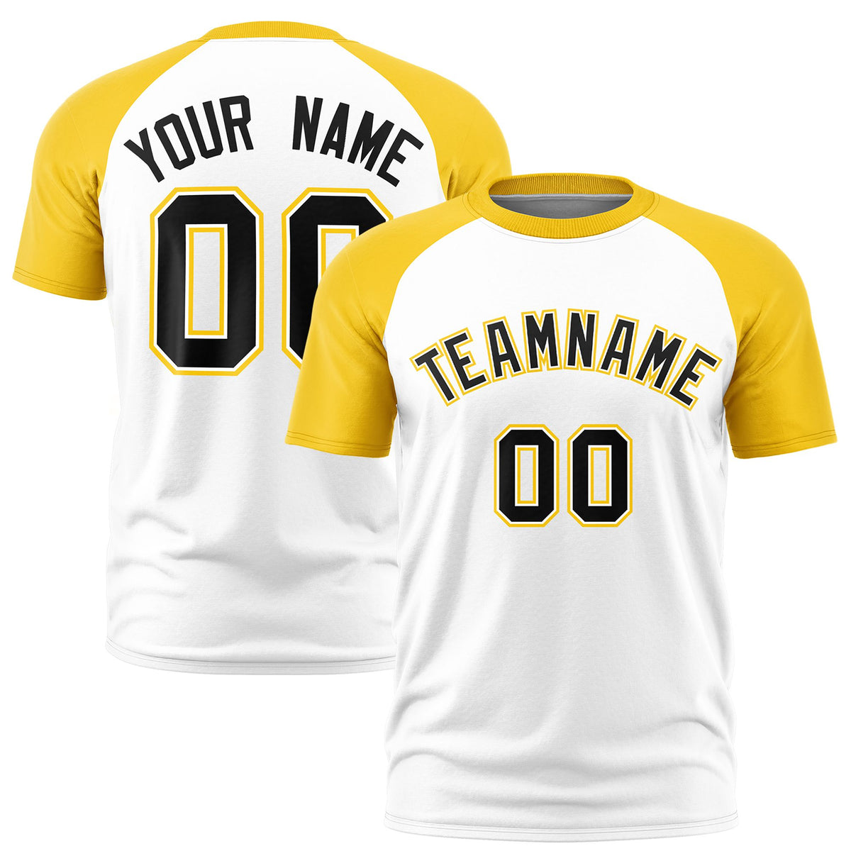 Custom White Gold Raglan Sleeves Performance T-Shirt