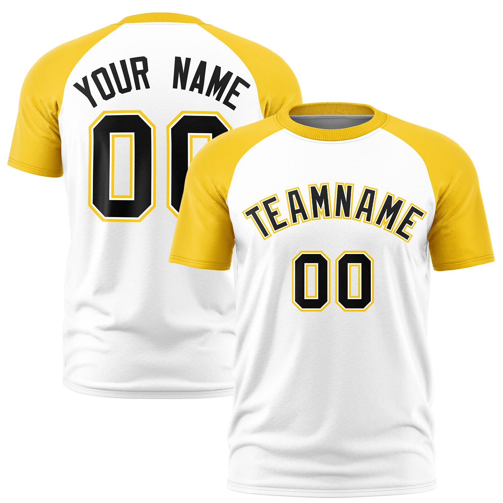 Custom White Gold Raglan Sleeves Performance T-Shirt