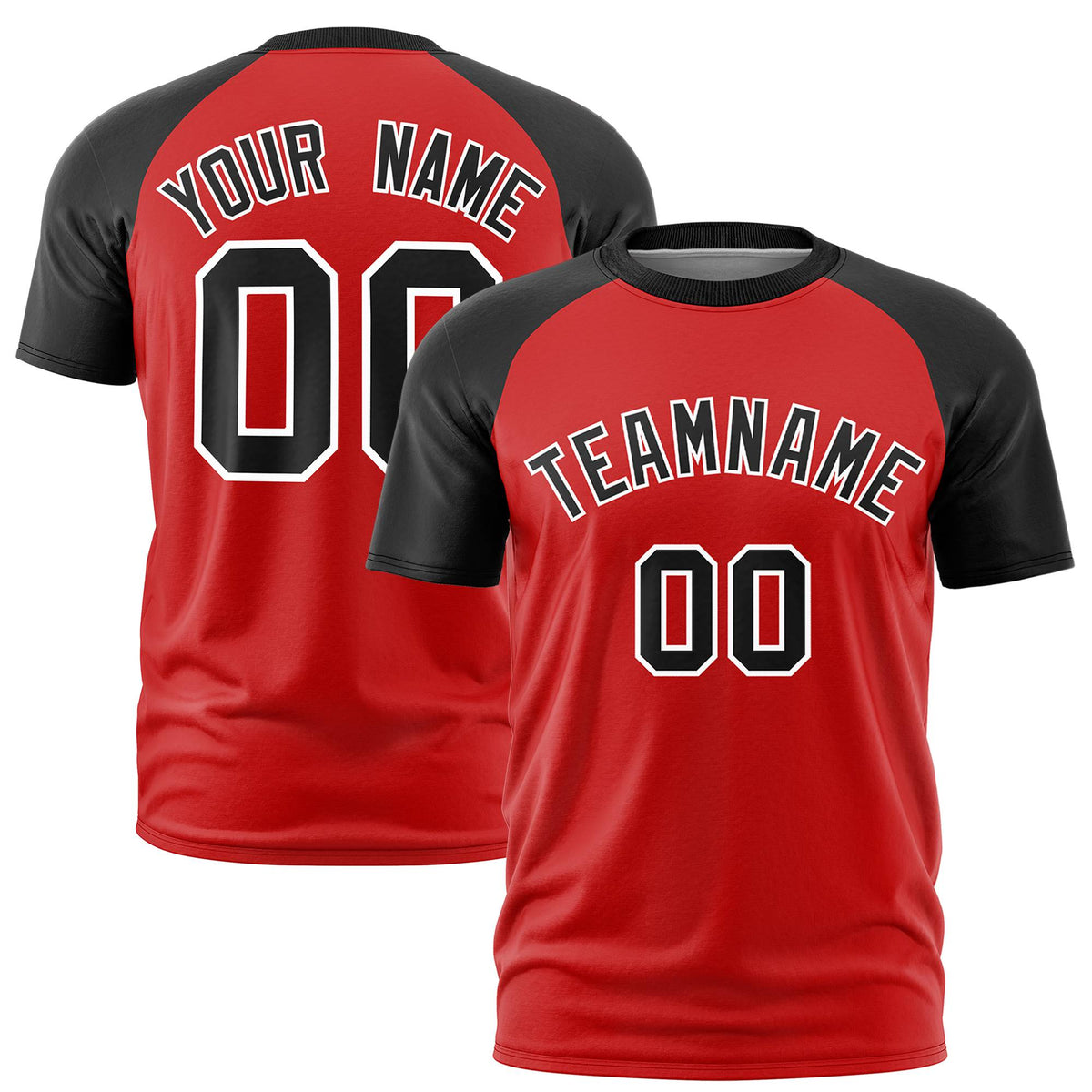 Custom White Black Raglan Sleeves Performance T-Shirt