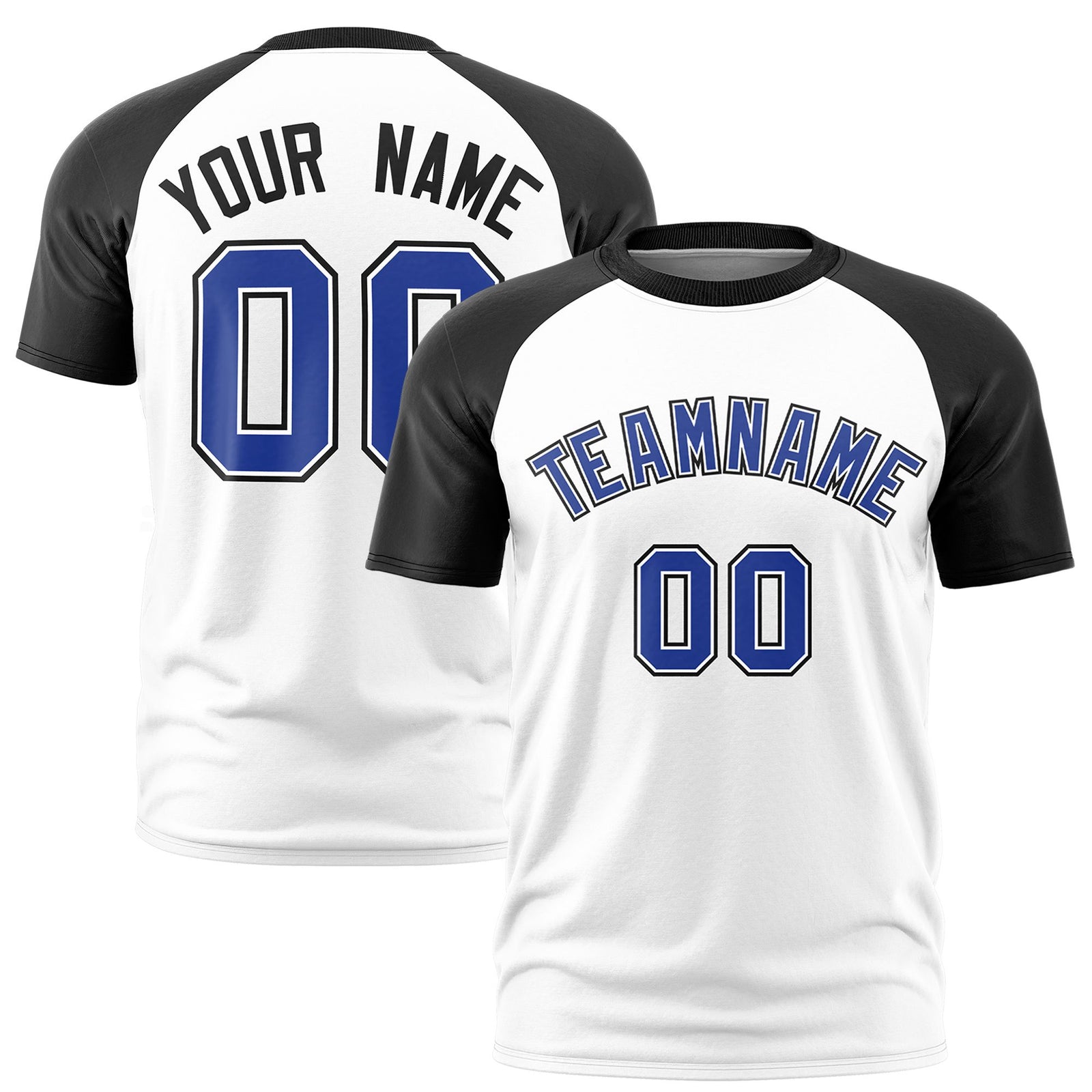 Custom White Black Raglan Sleeves Performance T-Shirt