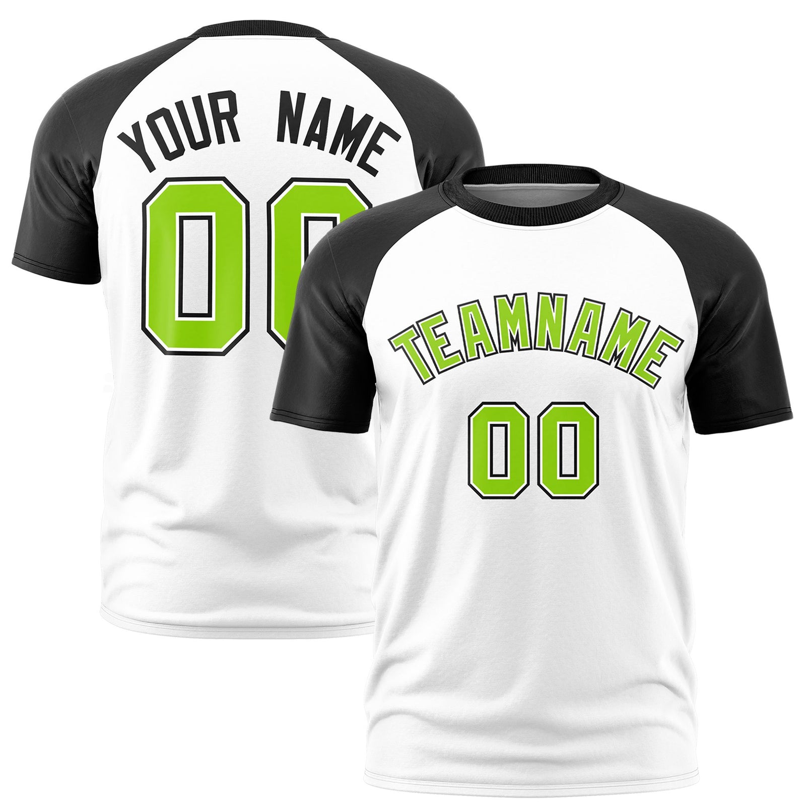 Custom White Black Raglan Sleeves Performance T-Shirt