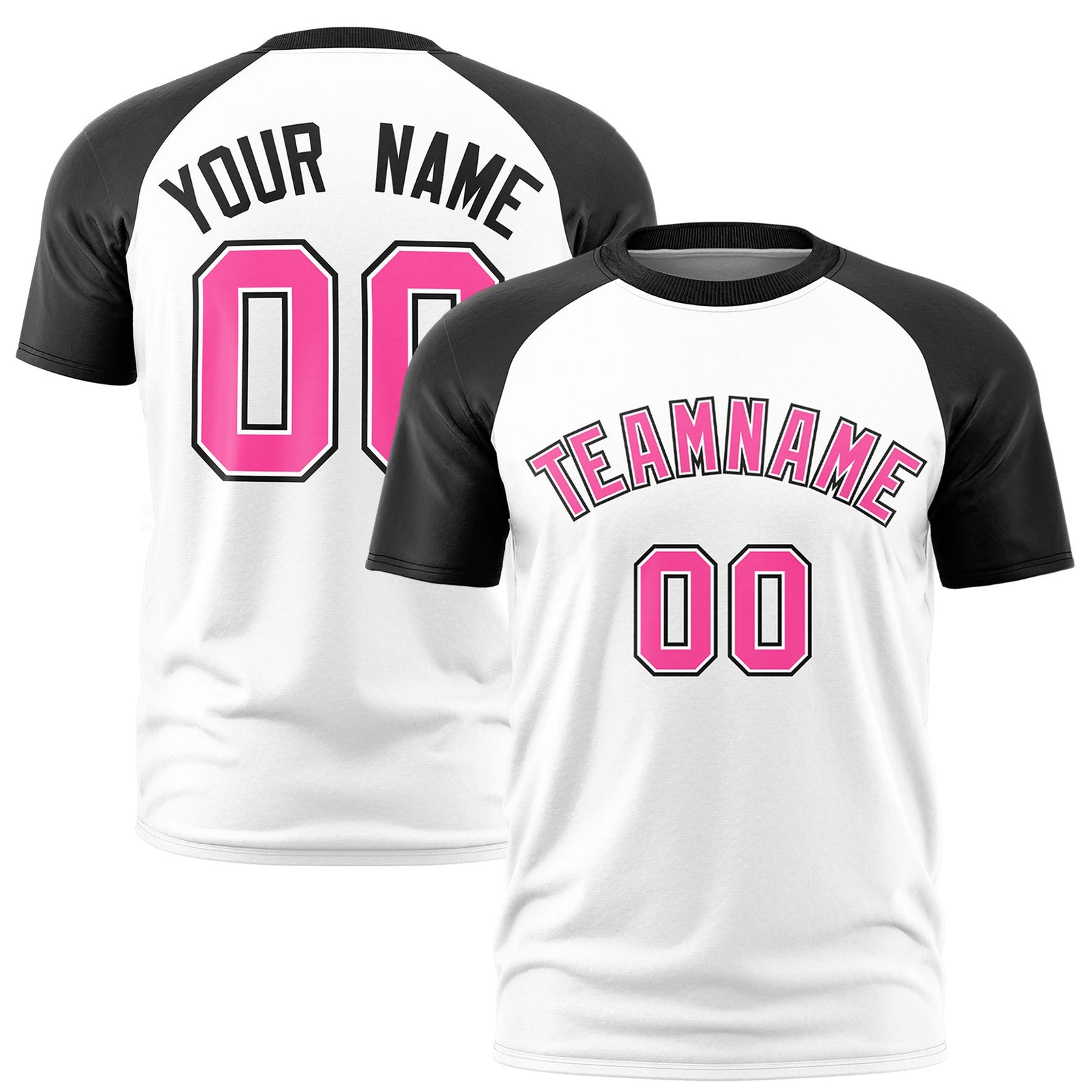 Custom White Black Raglan Sleeves Performance T-Shirt