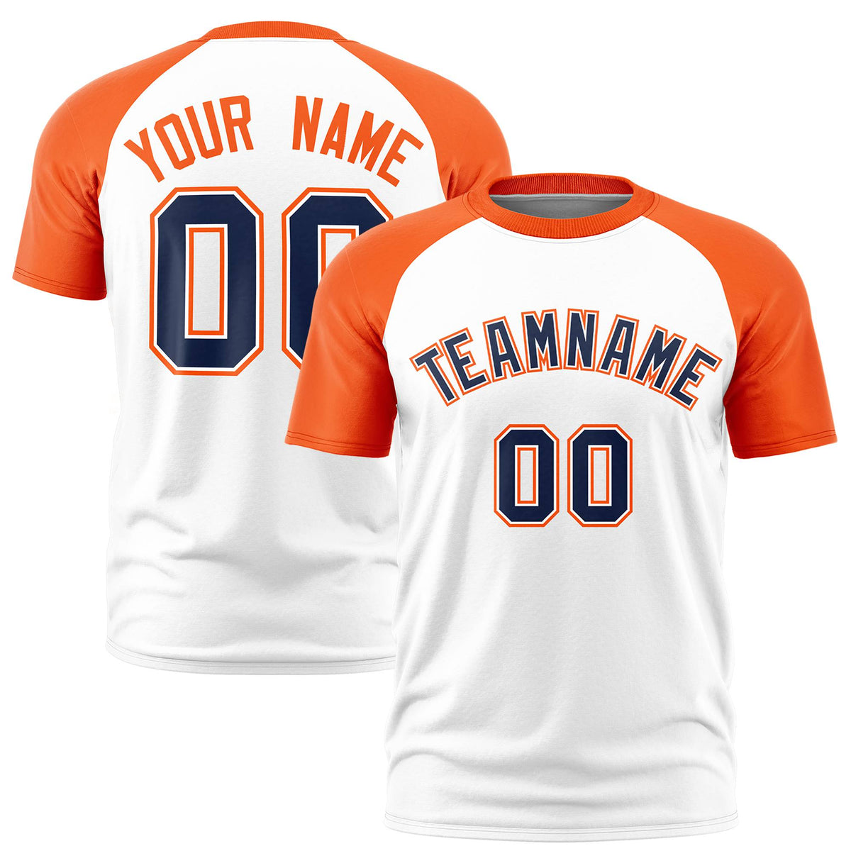 Custom White Orange Raglan Sleeves Performance T-Shirt