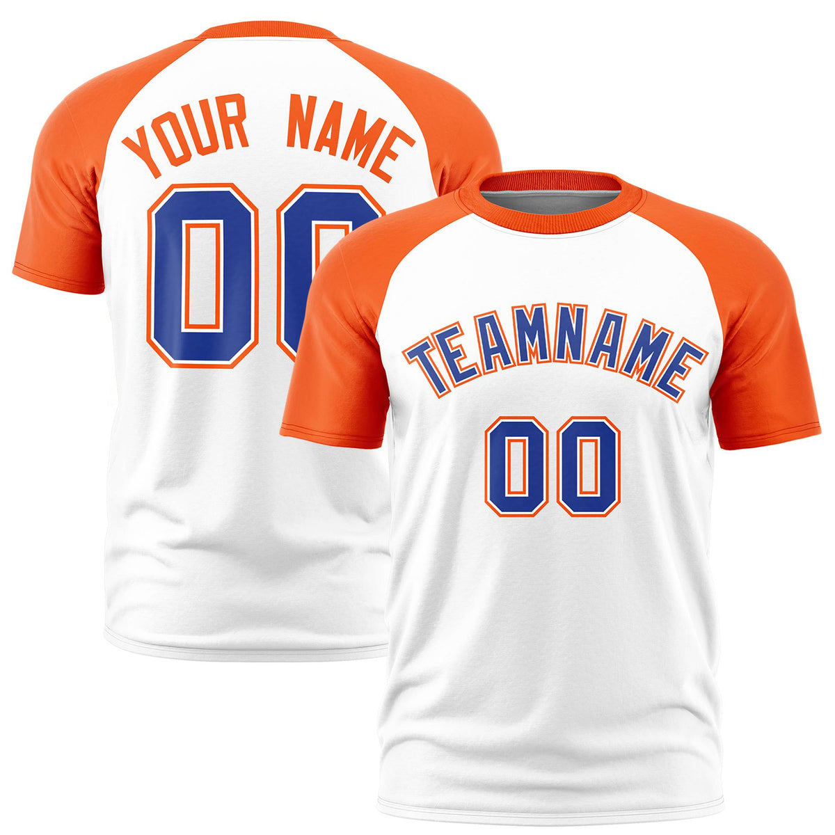 Custom White Orange Raglan Sleeves Performance T-Shirt