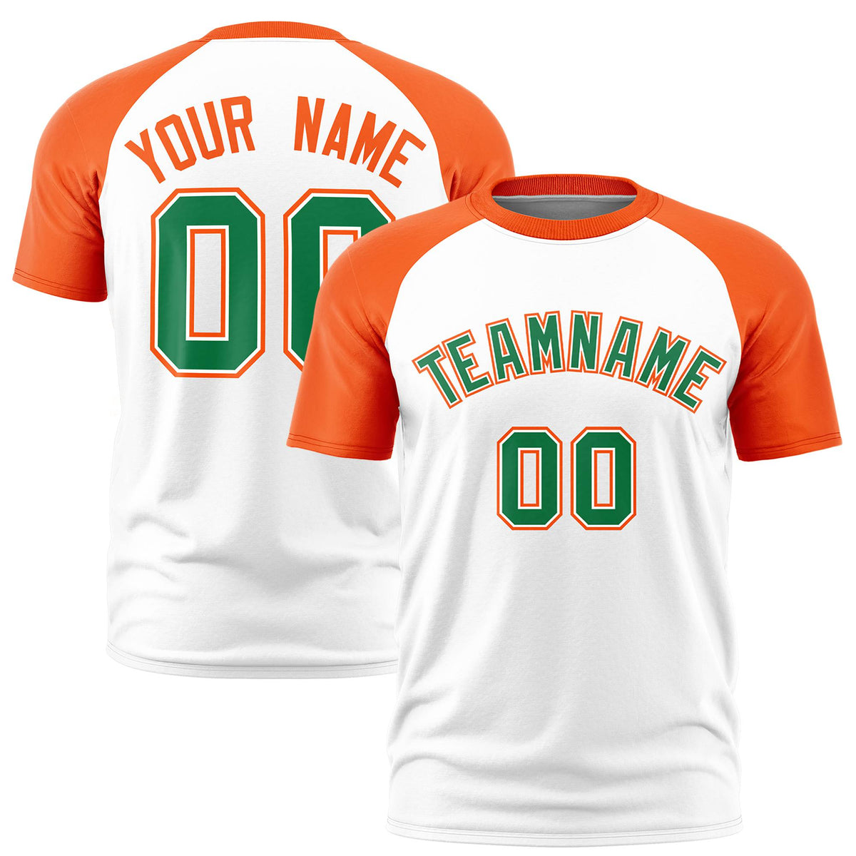 Custom White Orange Raglan Sleeves Performance T-Shirt