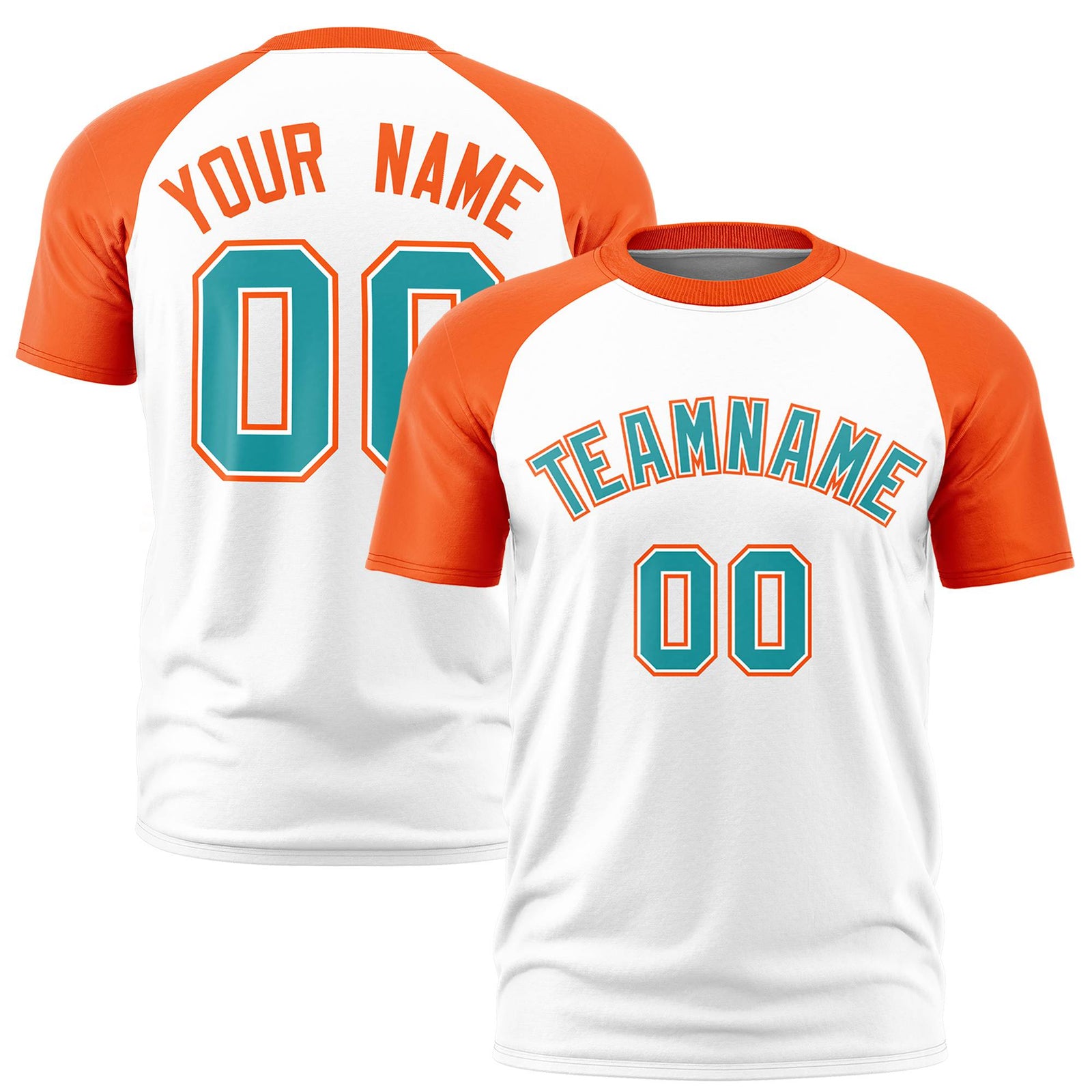 Custom White Orange Raglan Sleeves Performance T-Shirt