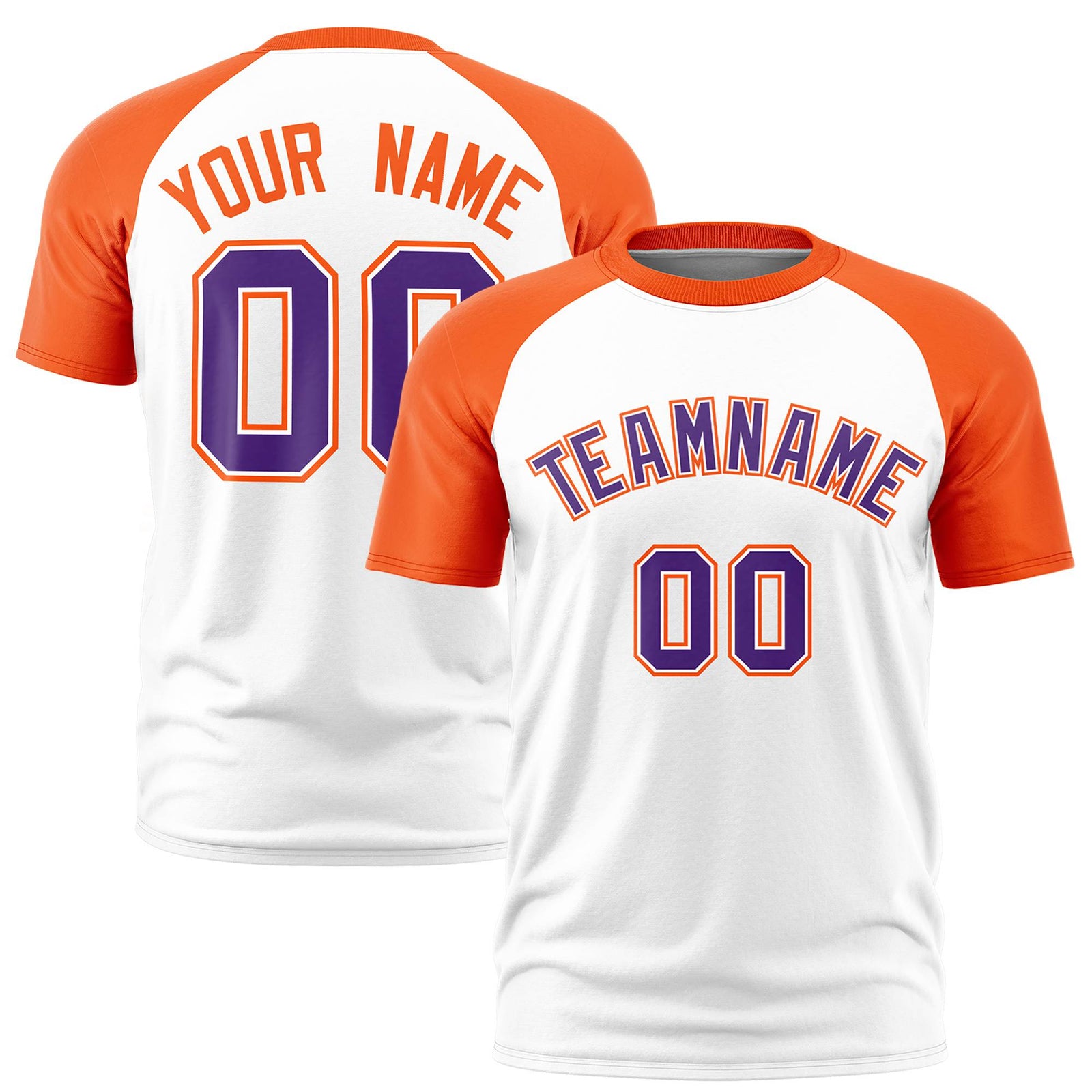Custom White Orange Raglan Sleeves Performance T-Shirt