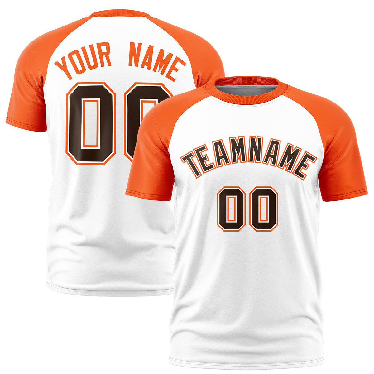 Custom White Orange Raglan Sleeves Performance T-Shirt