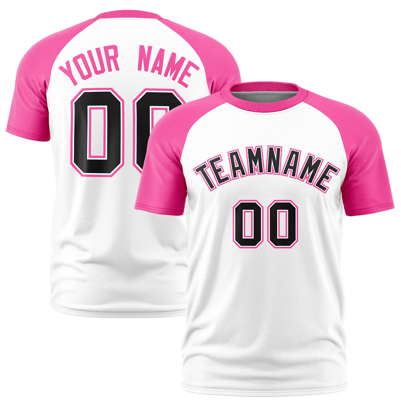 Custom White Pink Raglan Sleeves Performance T-Shirt