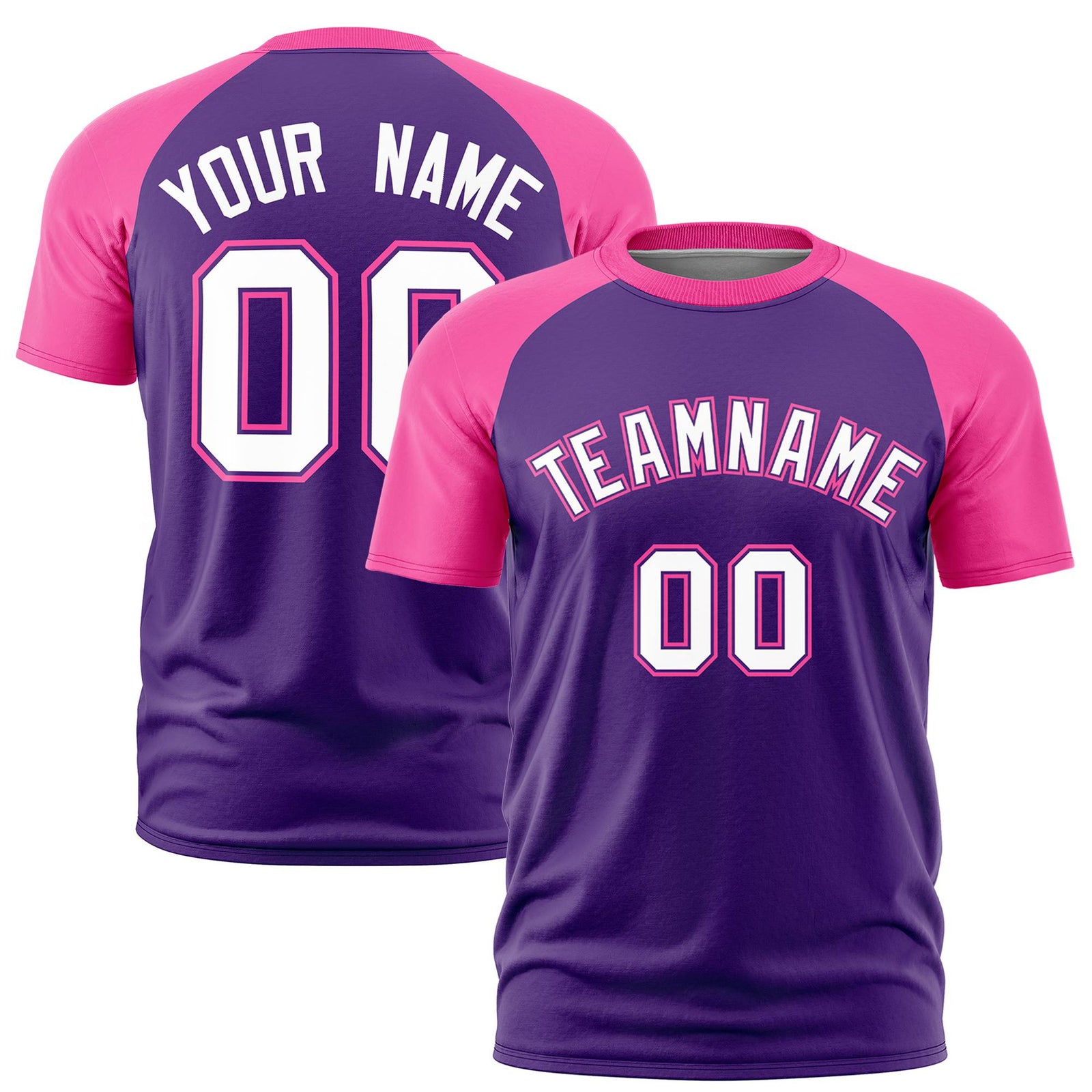 Custom Purple Pink Raglan Sleeves Performance T-Shirt