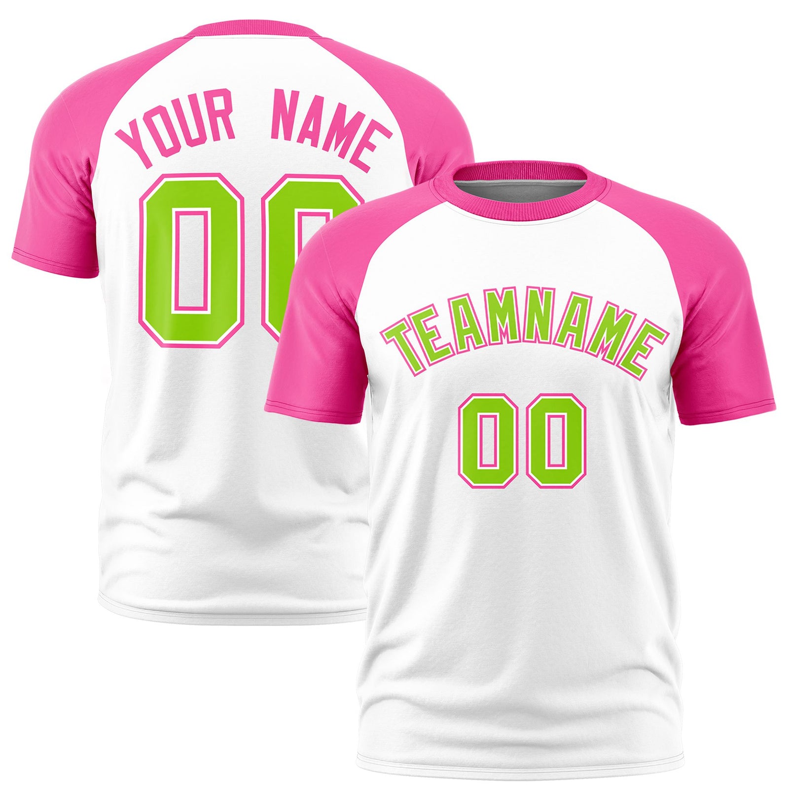 Custom White Pink Raglan Sleeves Performance T-Shirt