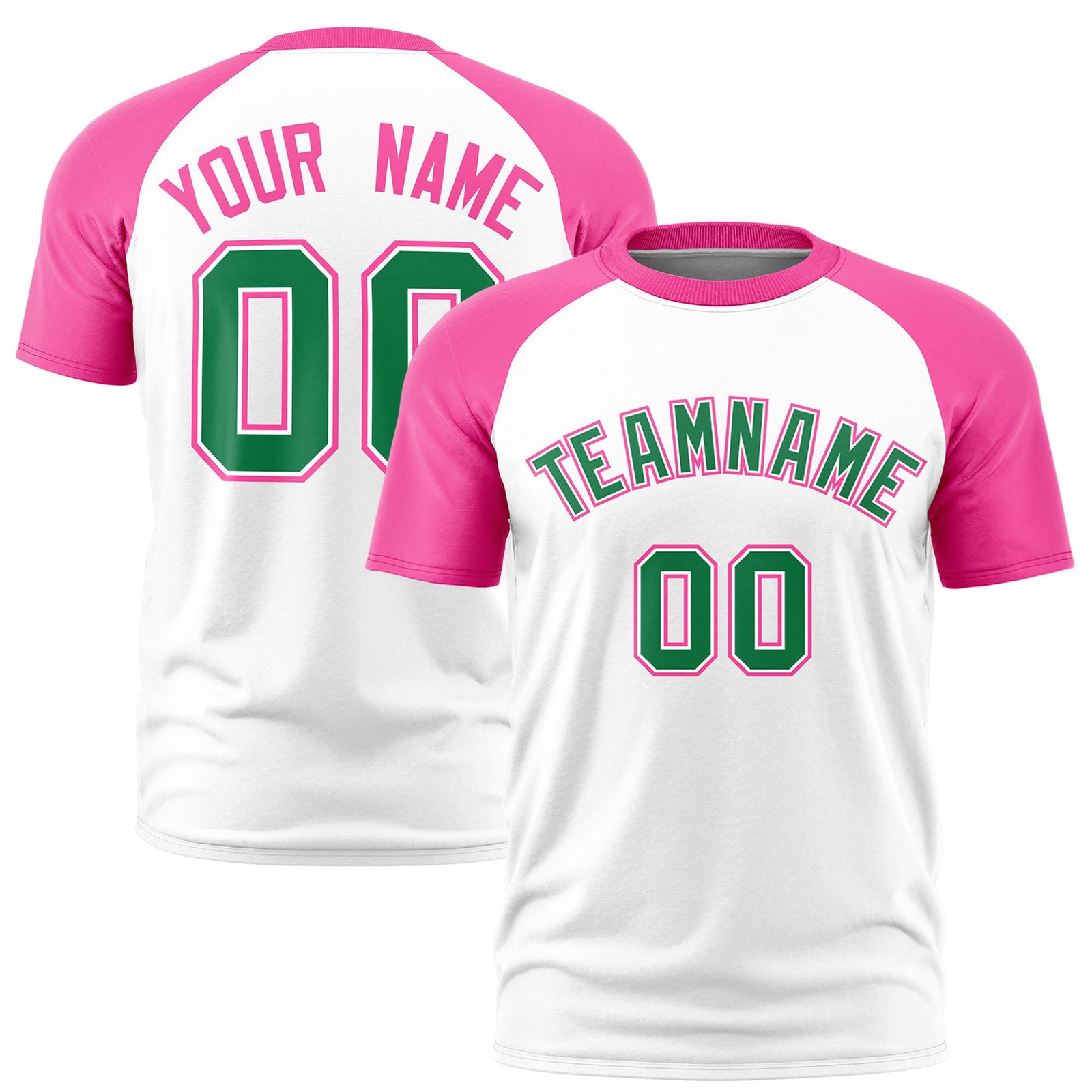 Custom White Pink Raglan Sleeves Performance T-Shirt