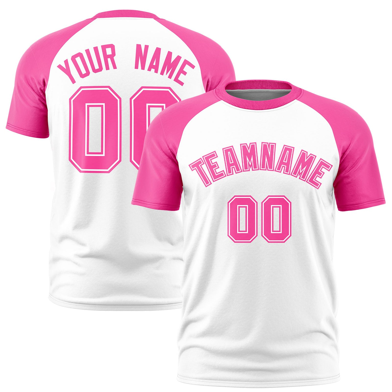 Custom White Pink Raglan Sleeves Performance T-Shirt