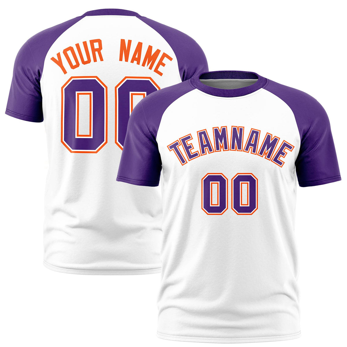 Custom White Purple Raglan Sleeves Performance T-Shirt