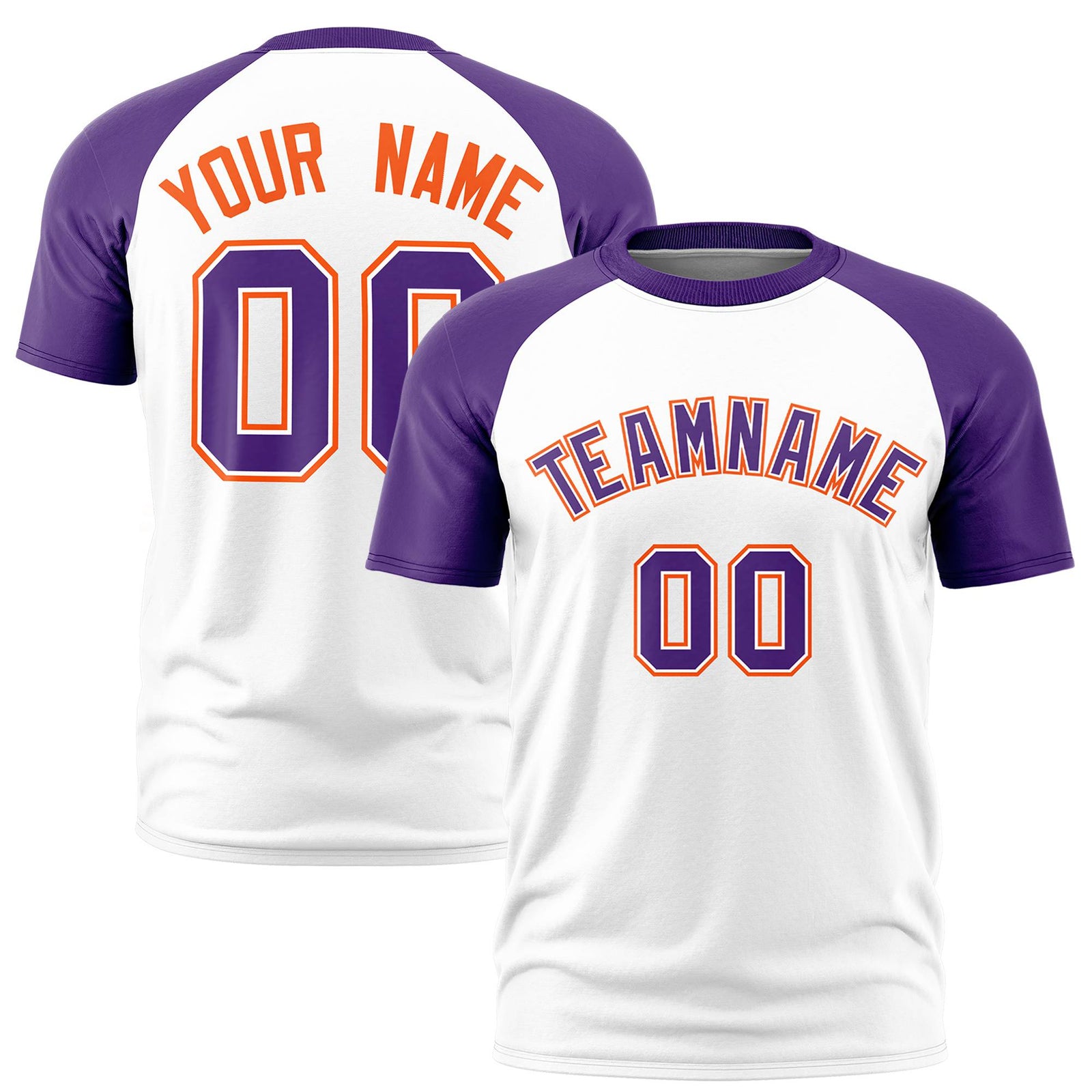 Custom White Purple Raglan Sleeves Performance T-Shirt