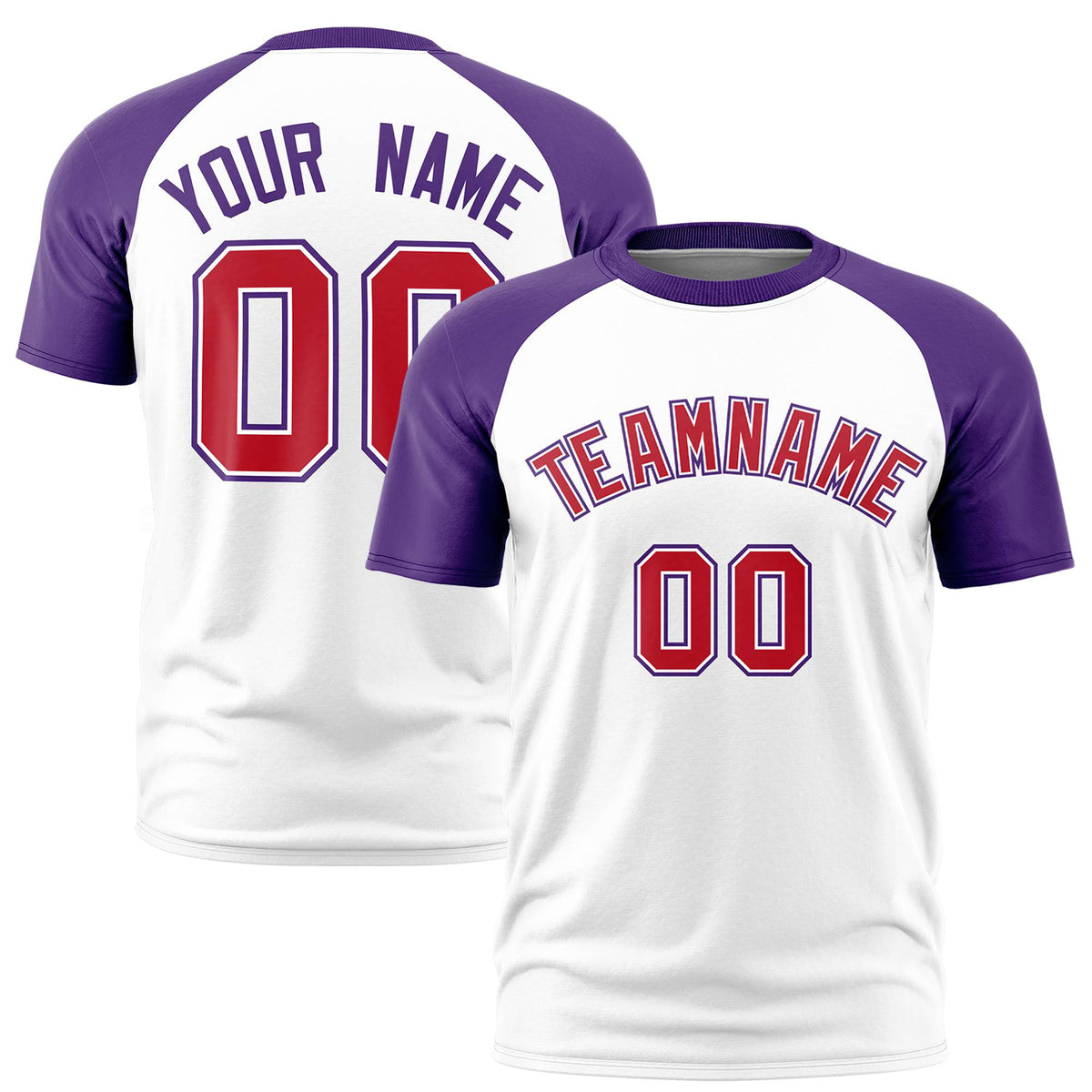 Custom White Purple Raglan Sleeves Performance T-Shirt