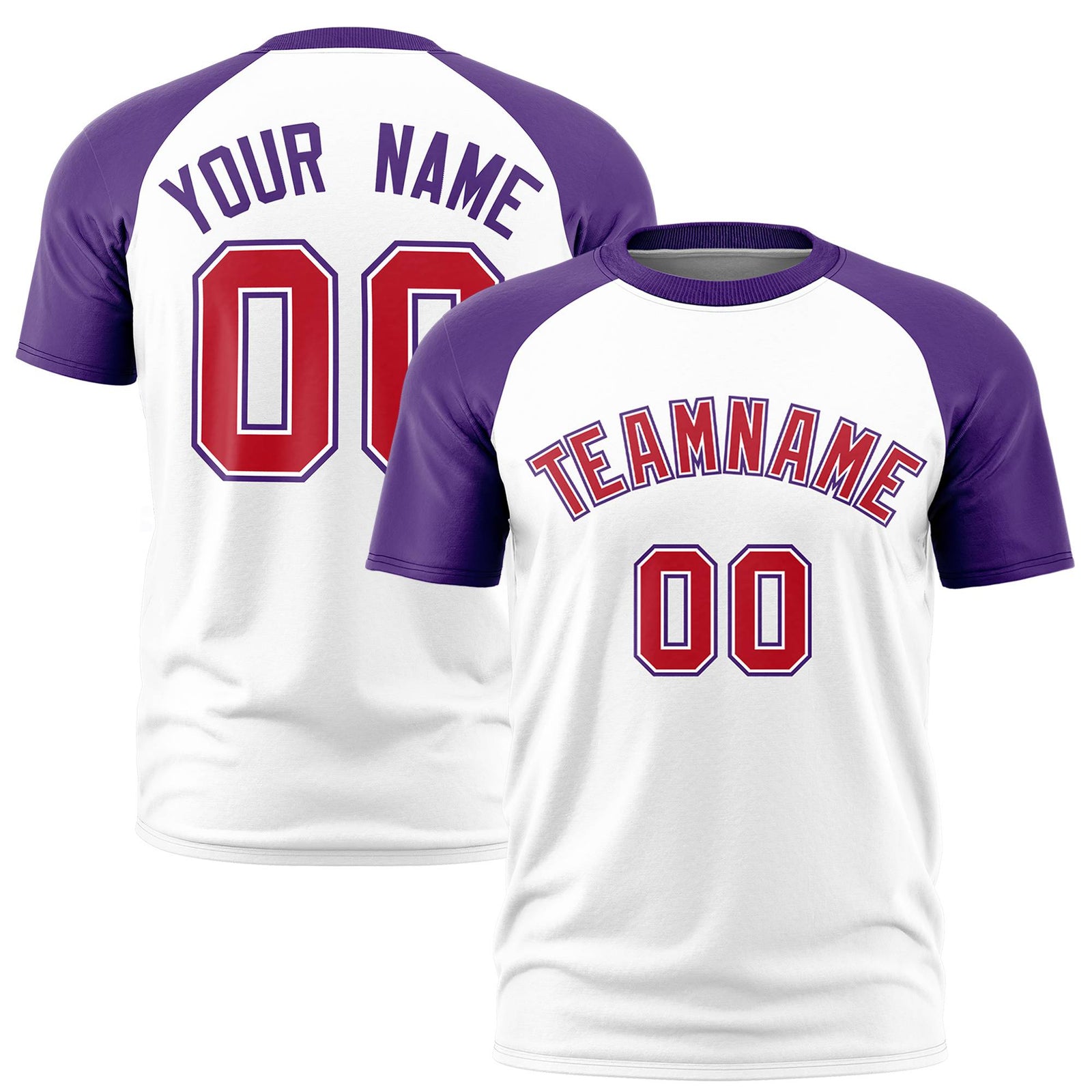 Custom White Purple Raglan Sleeves Performance T-Shirt
