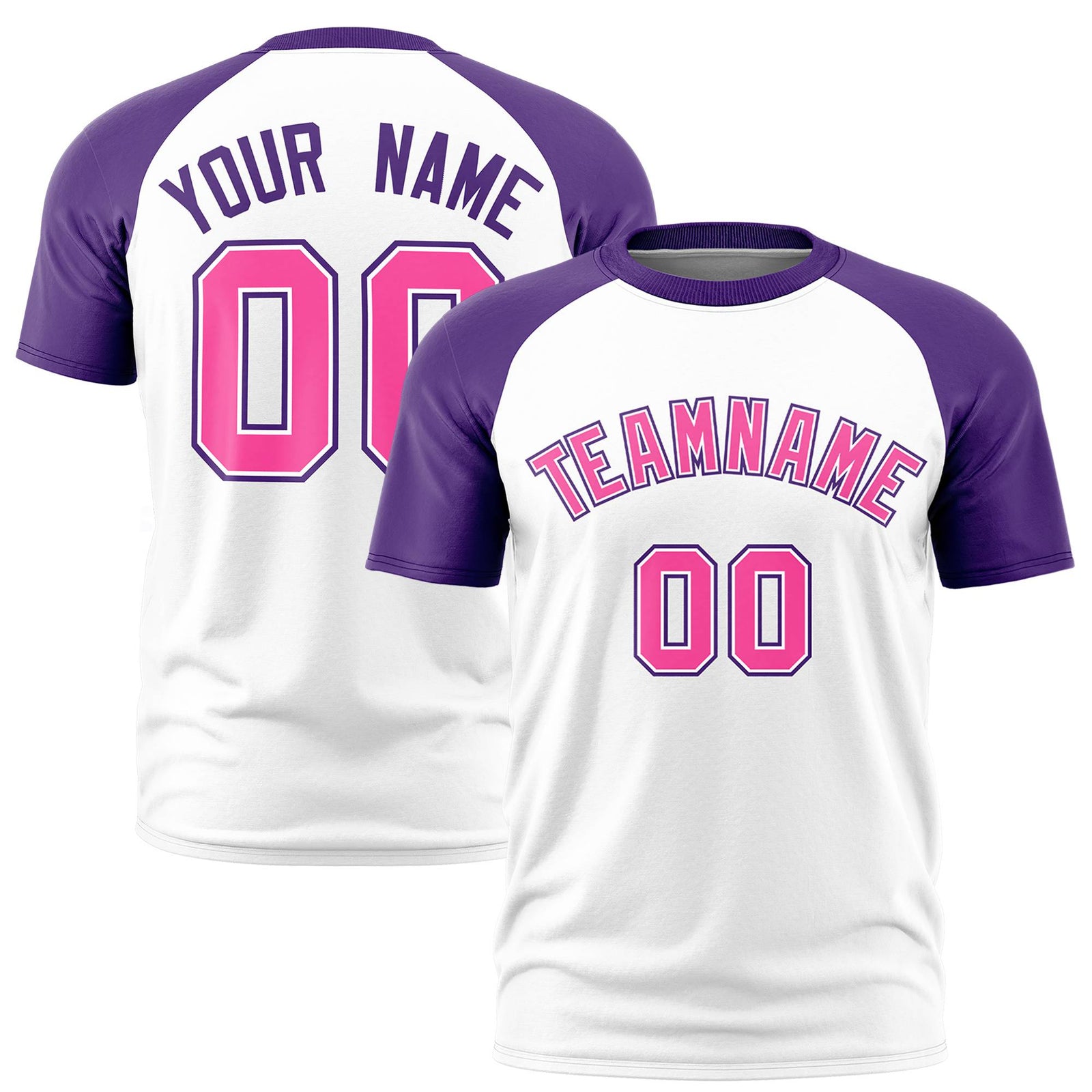 Custom White Purple Raglan Sleeves Performance T-Shirt