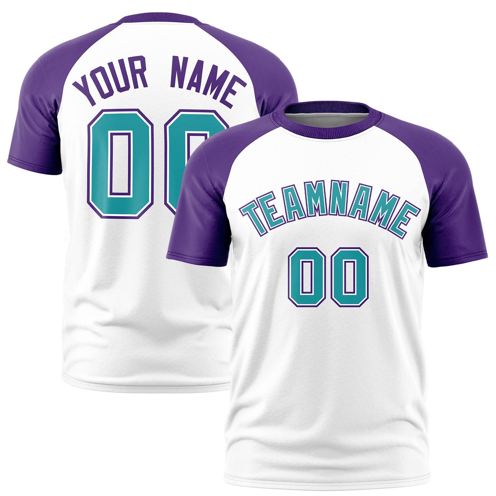 Custom White Purple Raglan Sleeves Performance T-Shirt