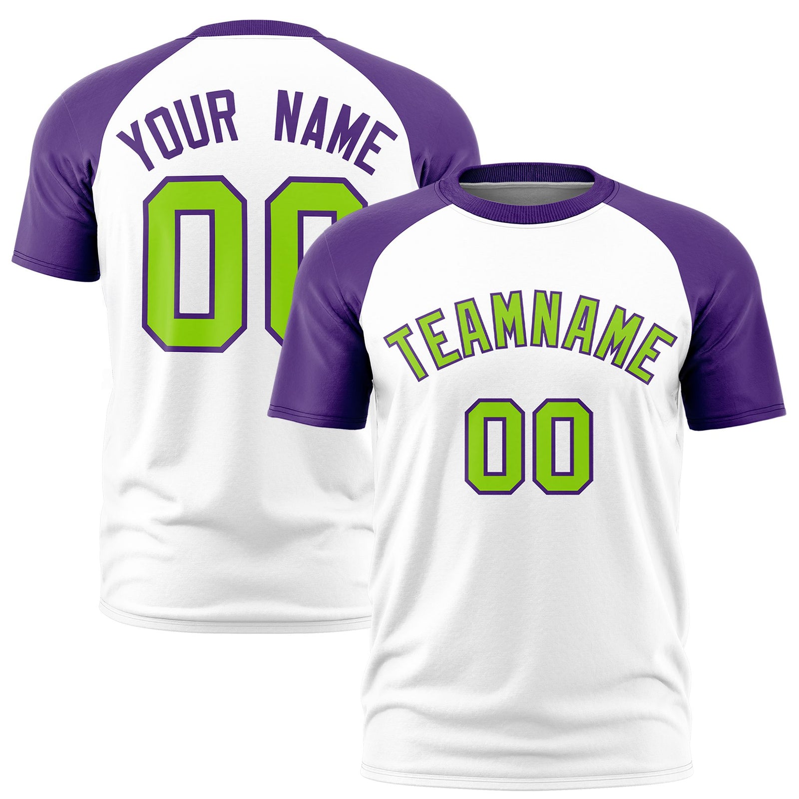Custom White Purple Raglan Sleeves Performance T-Shirt