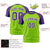 Custom Neon Green Purple Raglan Sleeves Performance T-Shirt