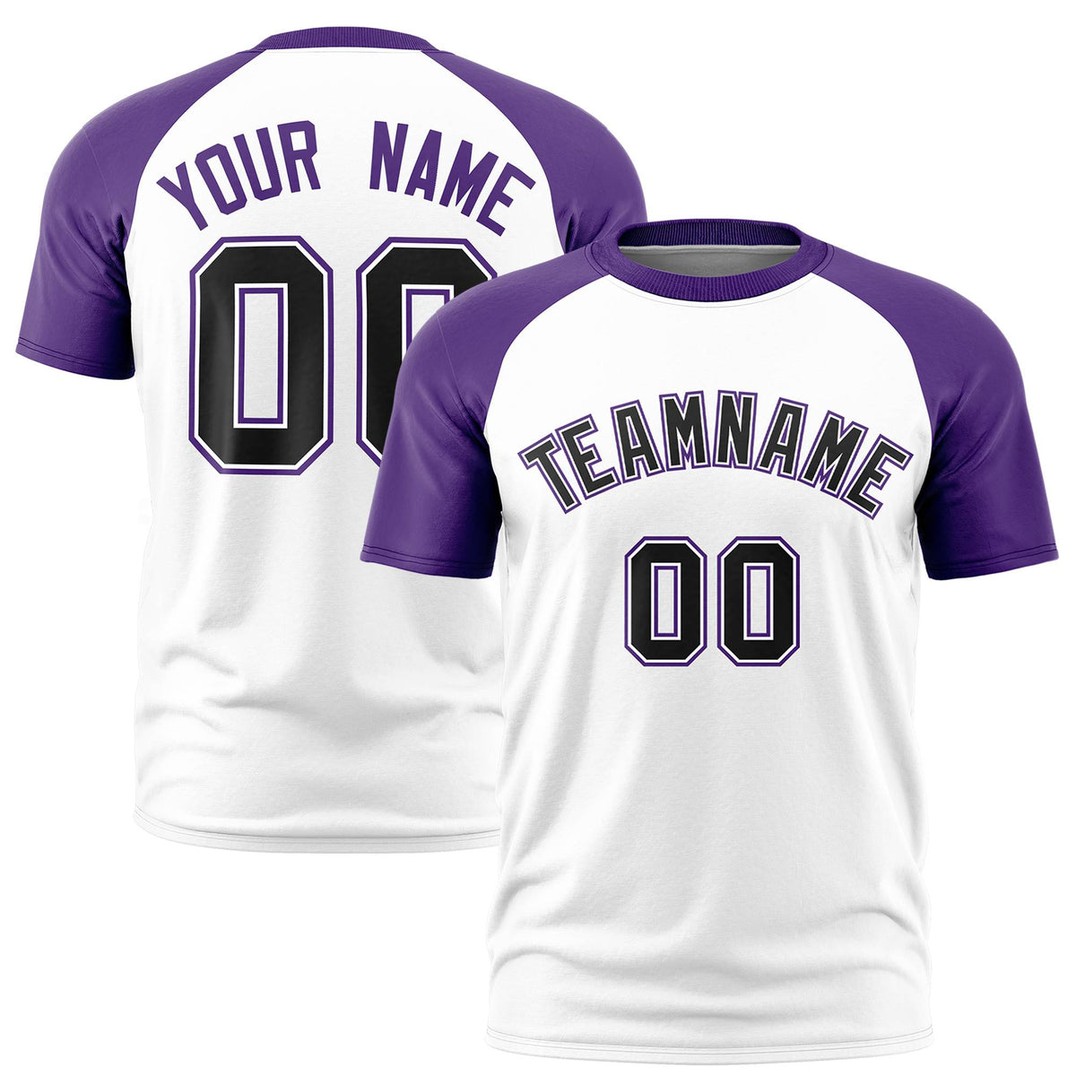 Custom White Purple Raglan Sleeves Performance T-Shirt