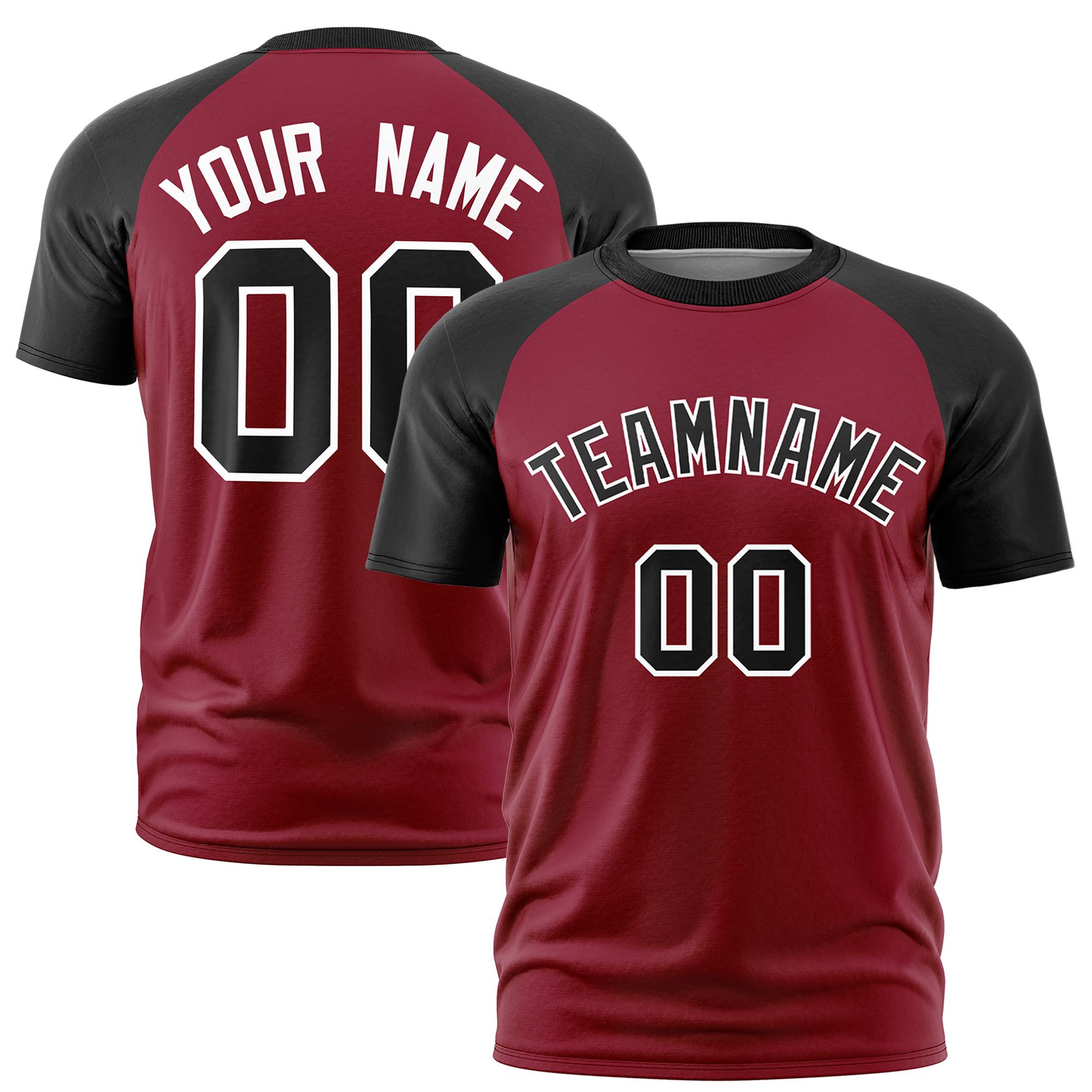 Custom Crimson Black Raglan Sleeves Performance T-Shirt