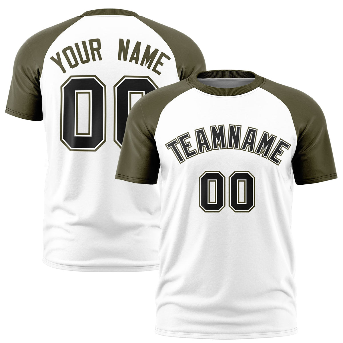 Custom White Olive Raglan Sleeves Performance T-Shirt