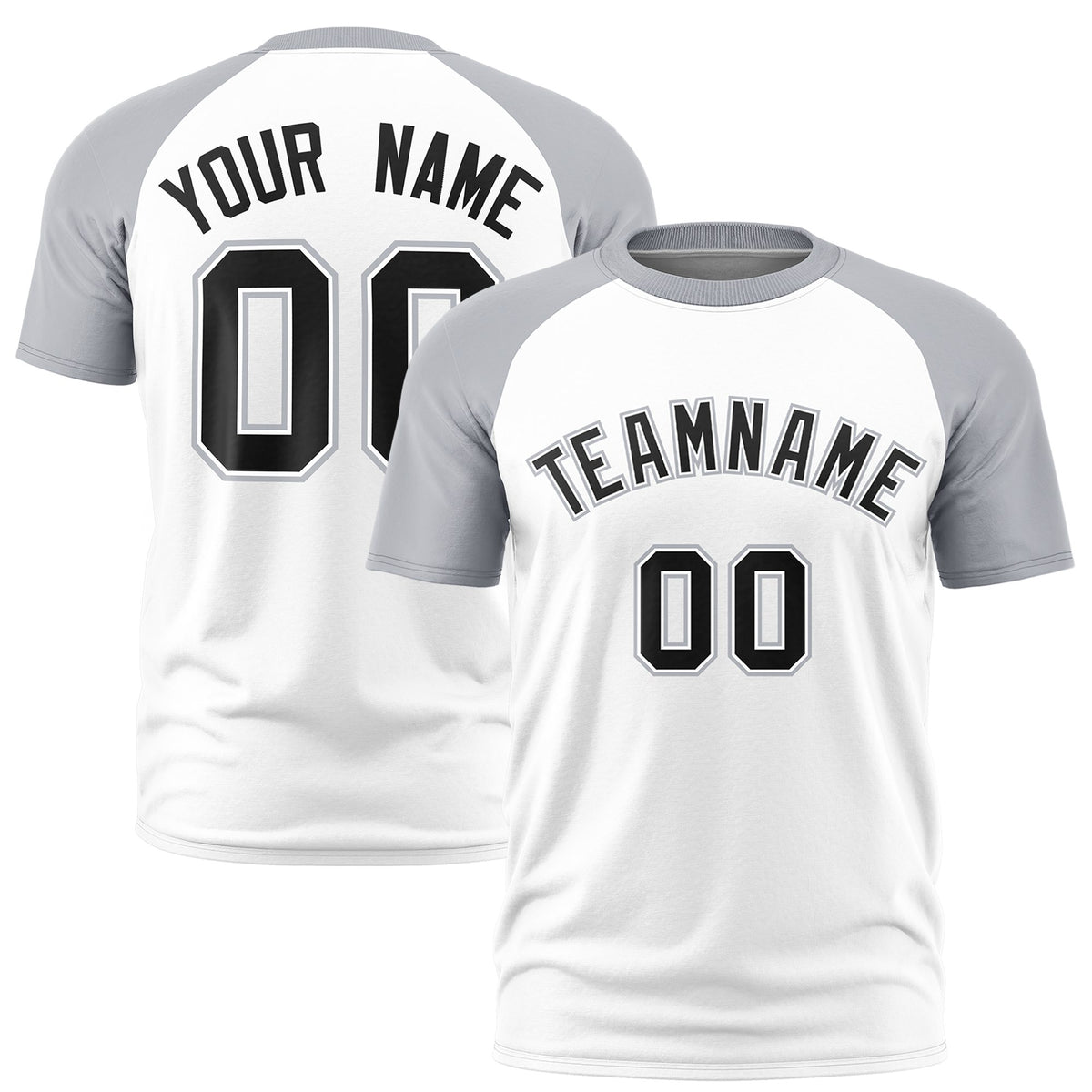 Custom White Gray Raglan Sleeves Performance T-Shirt